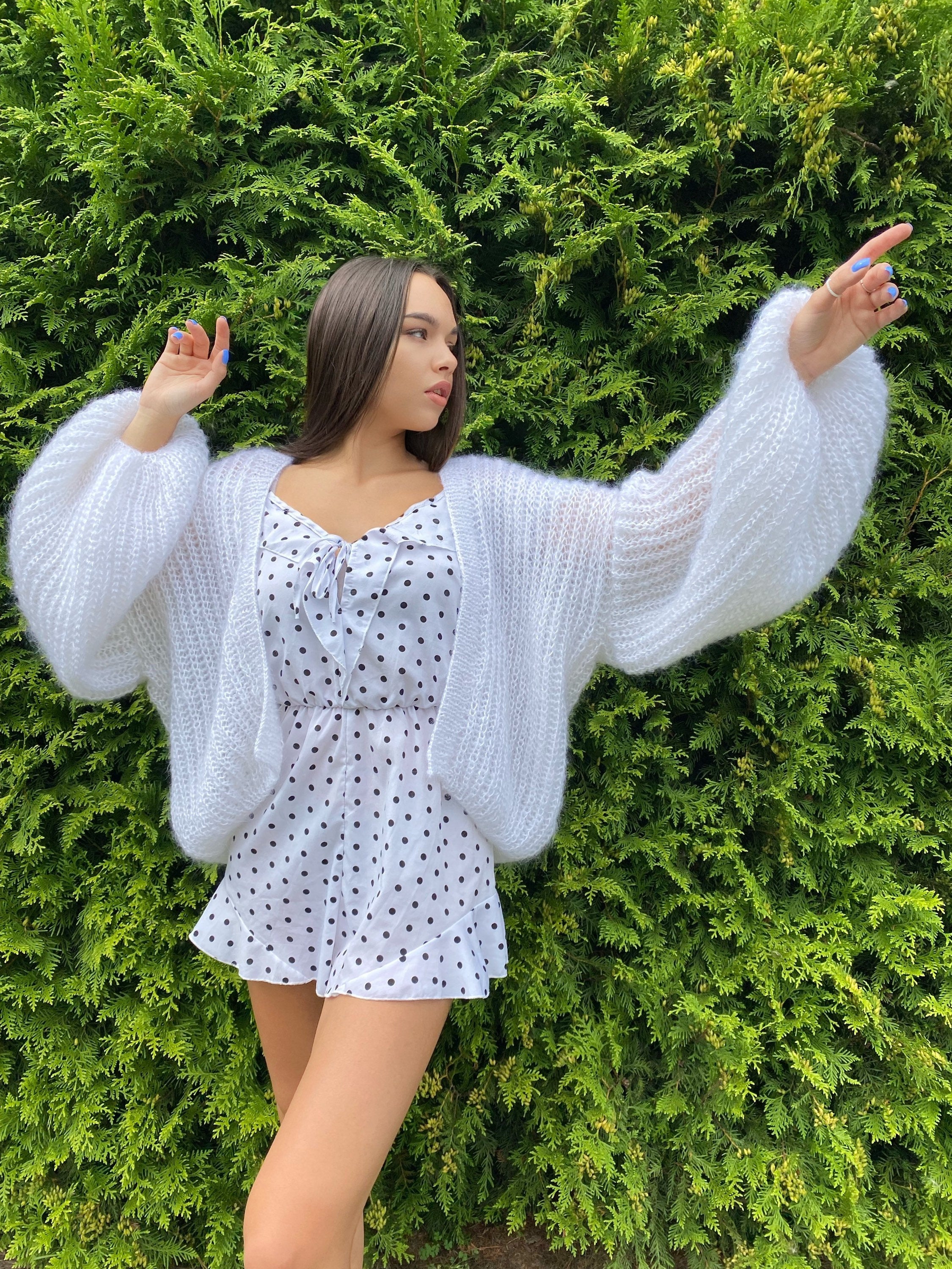 Knit short mohair cardigan Mohair bolero Wedding Cardigan Wool fluffy cape Bridal jackets hawl Knitted jacket Chunky knit cardigan