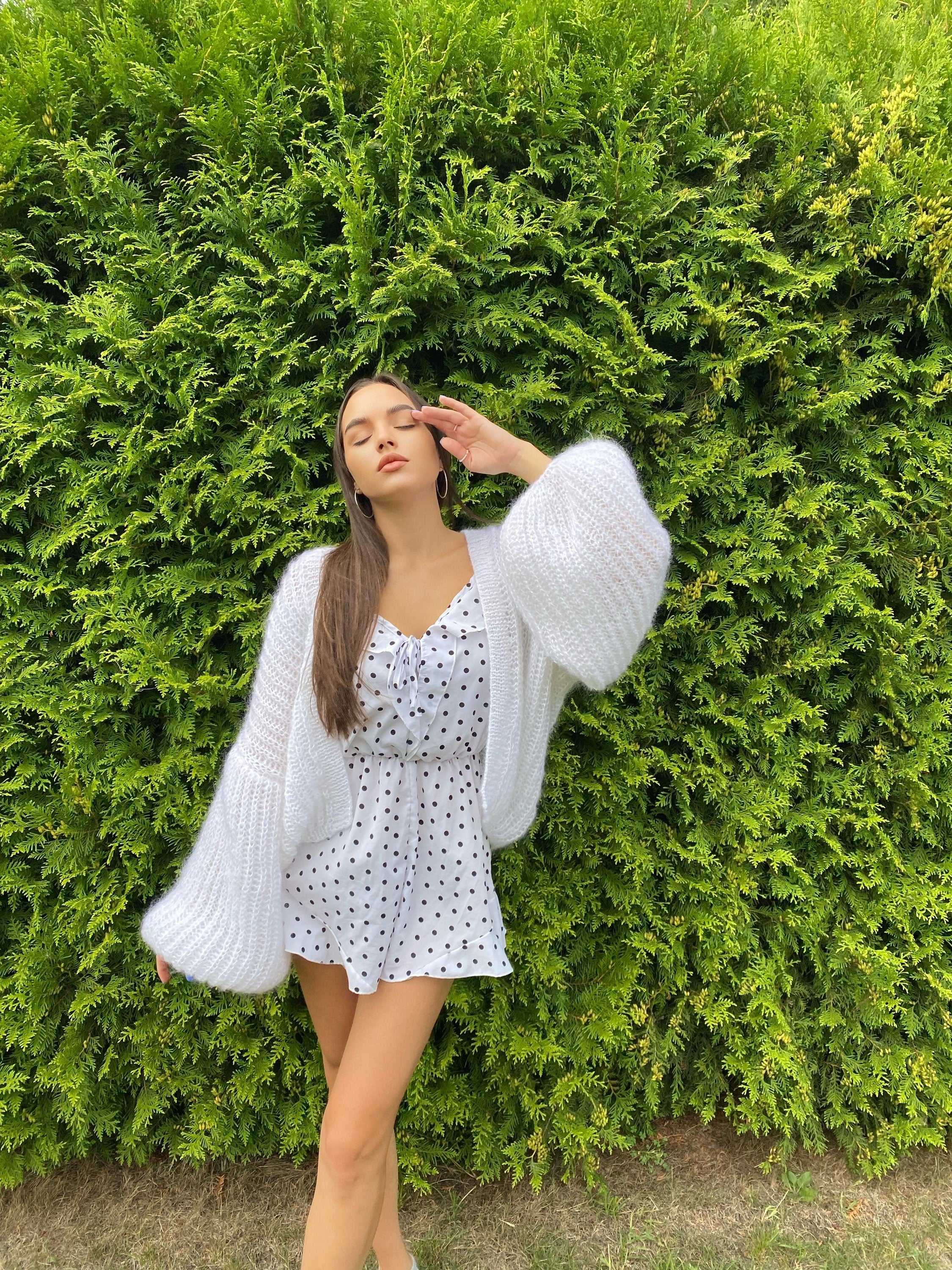 Knit short mohair cardigan Mohair bolero Wedding Cardigan Wool fluffy cape Bridal jackets hawl Knitted jacket Chunky knit cardigan