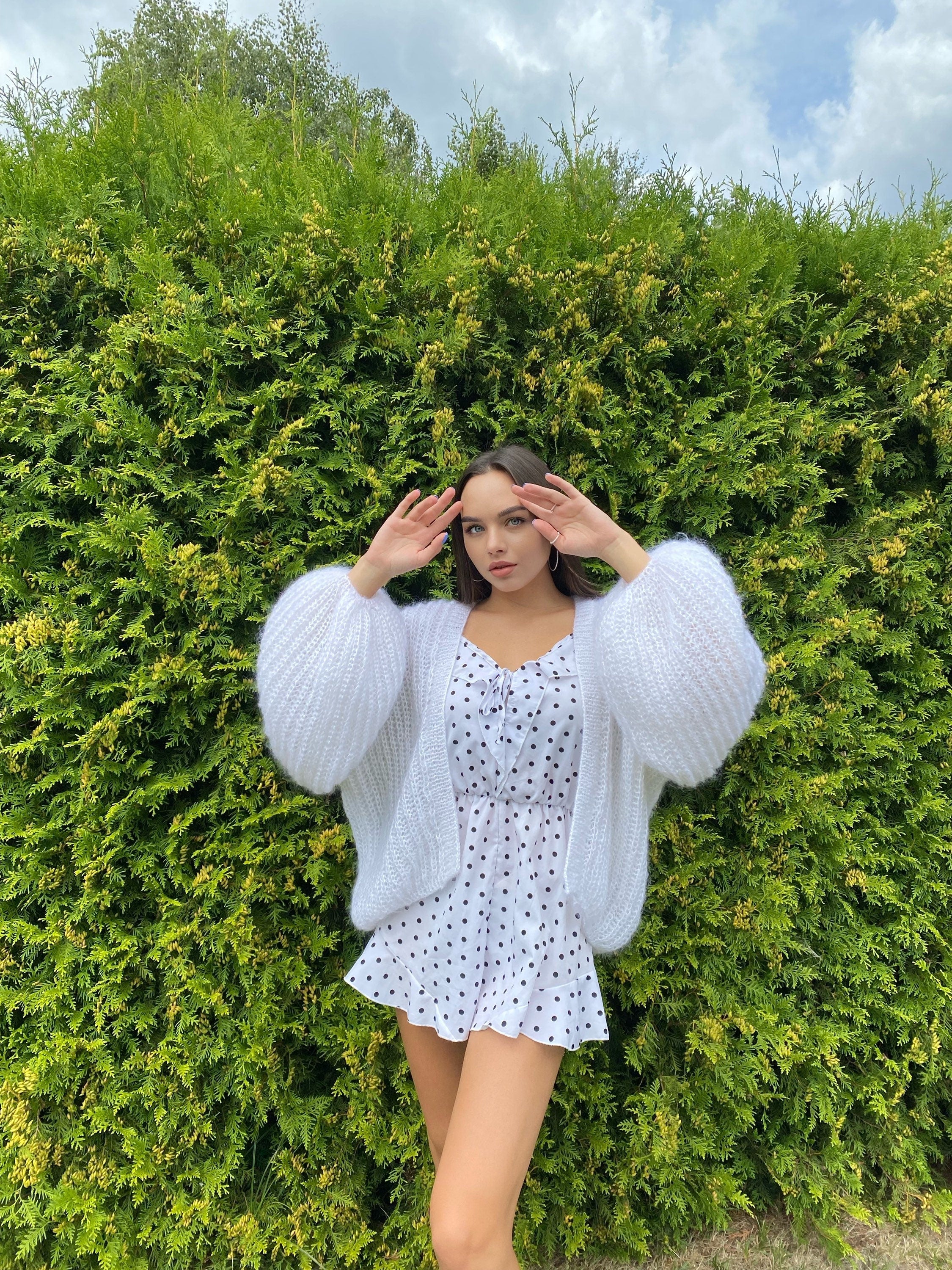 Knit short mohair cardigan Mohair bolero Wedding Cardigan Wool fluffy cape Bridal jackets hawl Knitted jacket Chunky knit cardigan