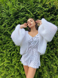 Mohair cardigan women Wedding cardigan Mohair sweater White knitted coat Jacket Women Bridal shrug bolero wool Fluffy short cardigan