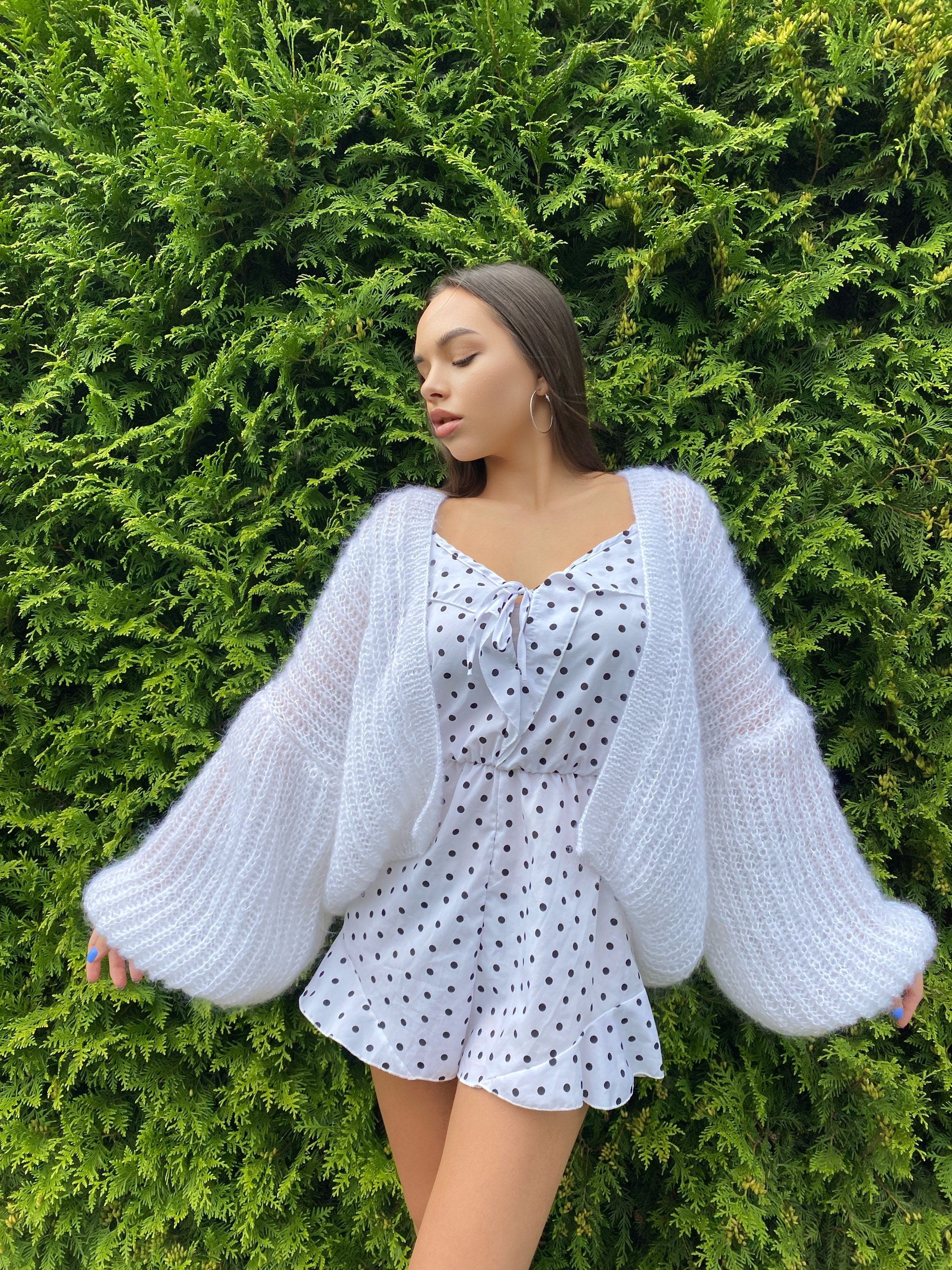 Mohair cardigan women Wedding cardigan Mohair sweater White knitted coat Jacket Women Bridal shrug bolero wool Fluffy short cardigan
