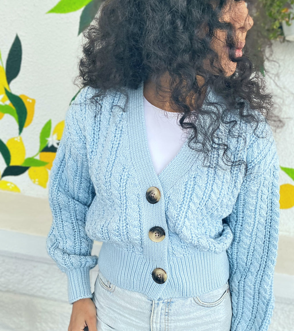 Custom order Cropped merino wool knit milky white cardigan on buttons Cropped sweater cable knit cardigan with braids Cozy cardigan