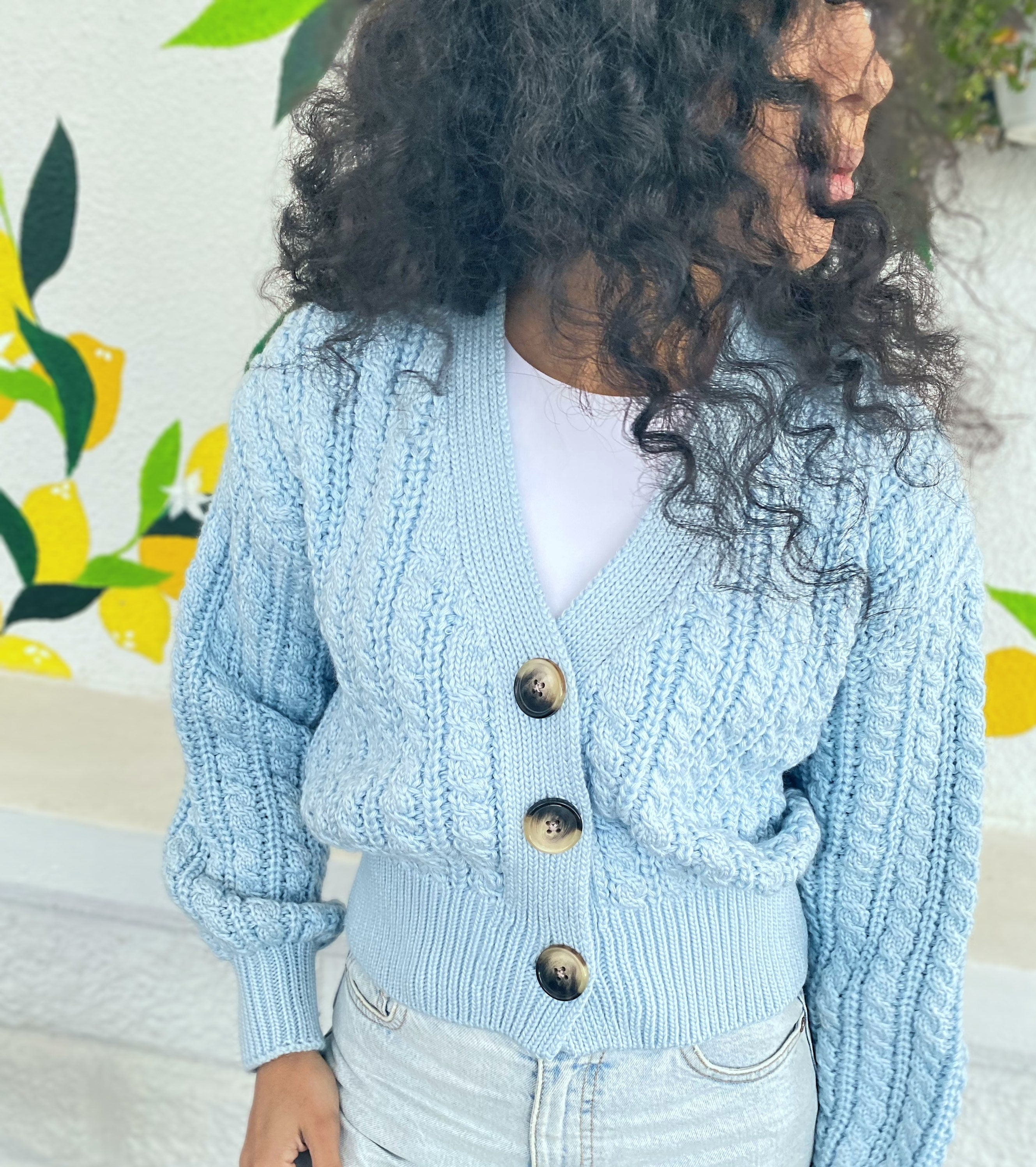 Custom order Cropped merino wool knit milky white cardigan on buttons Cropped sweater cable knit cardigan with braids Cozy cardigan