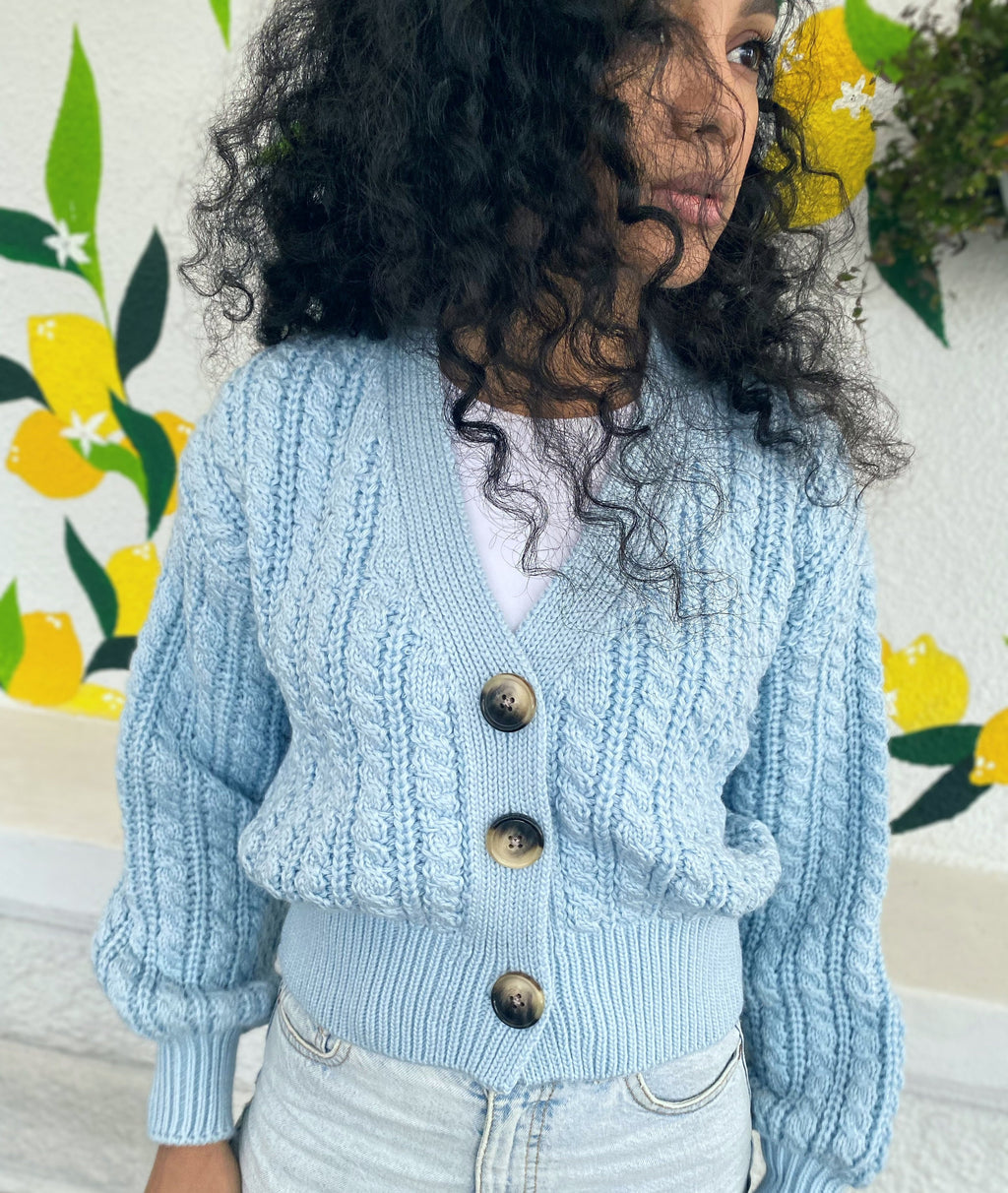 Custom order Cropped merino wool knit milky white cardigan on buttons Cropped sweater cable knit cardigan with braids Cozy cardigan