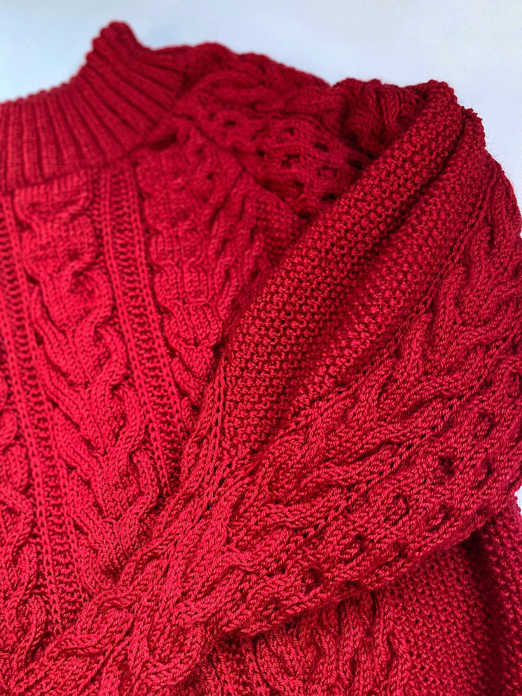 Red off shoulder hand knit sweater dress/bohemian sweater dress/off shoulder white dress/white knit tunic/braid chunky sweater