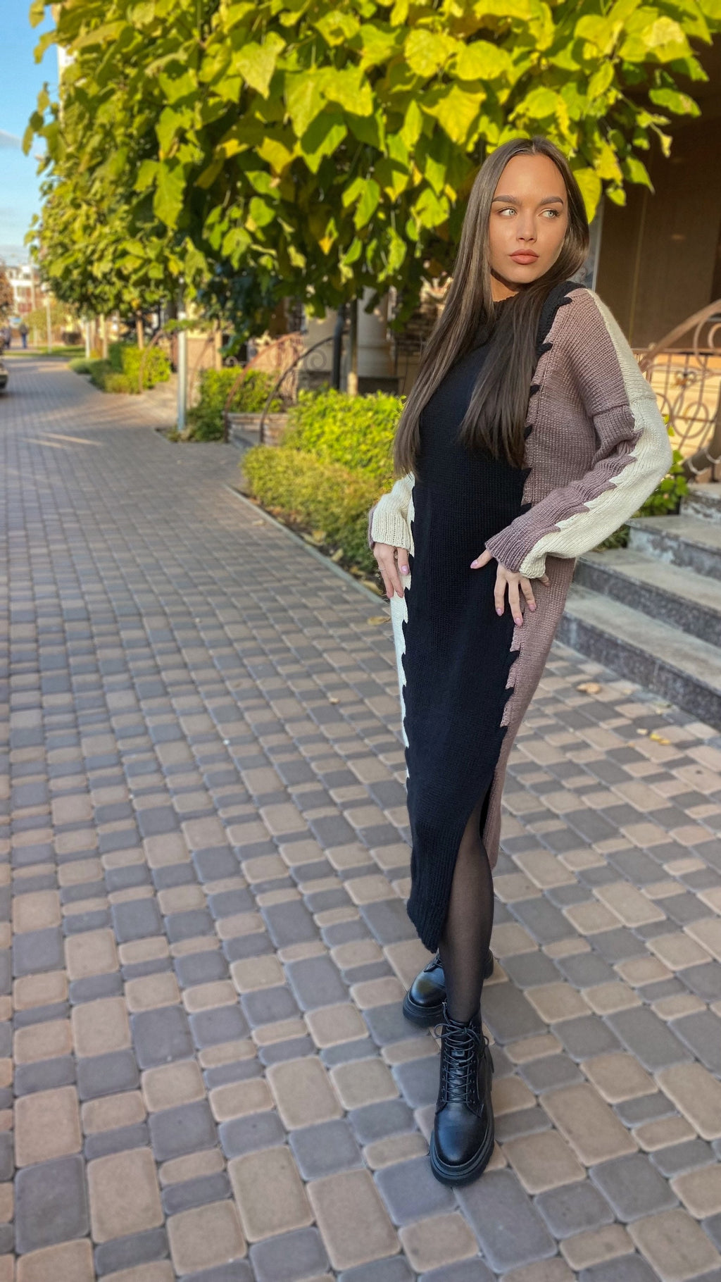 Beige Black Brown knitted soft merino wool sweater dress Oversized Maxi sweater for women Knitted long Sweater blouse Casual Sweater Dress