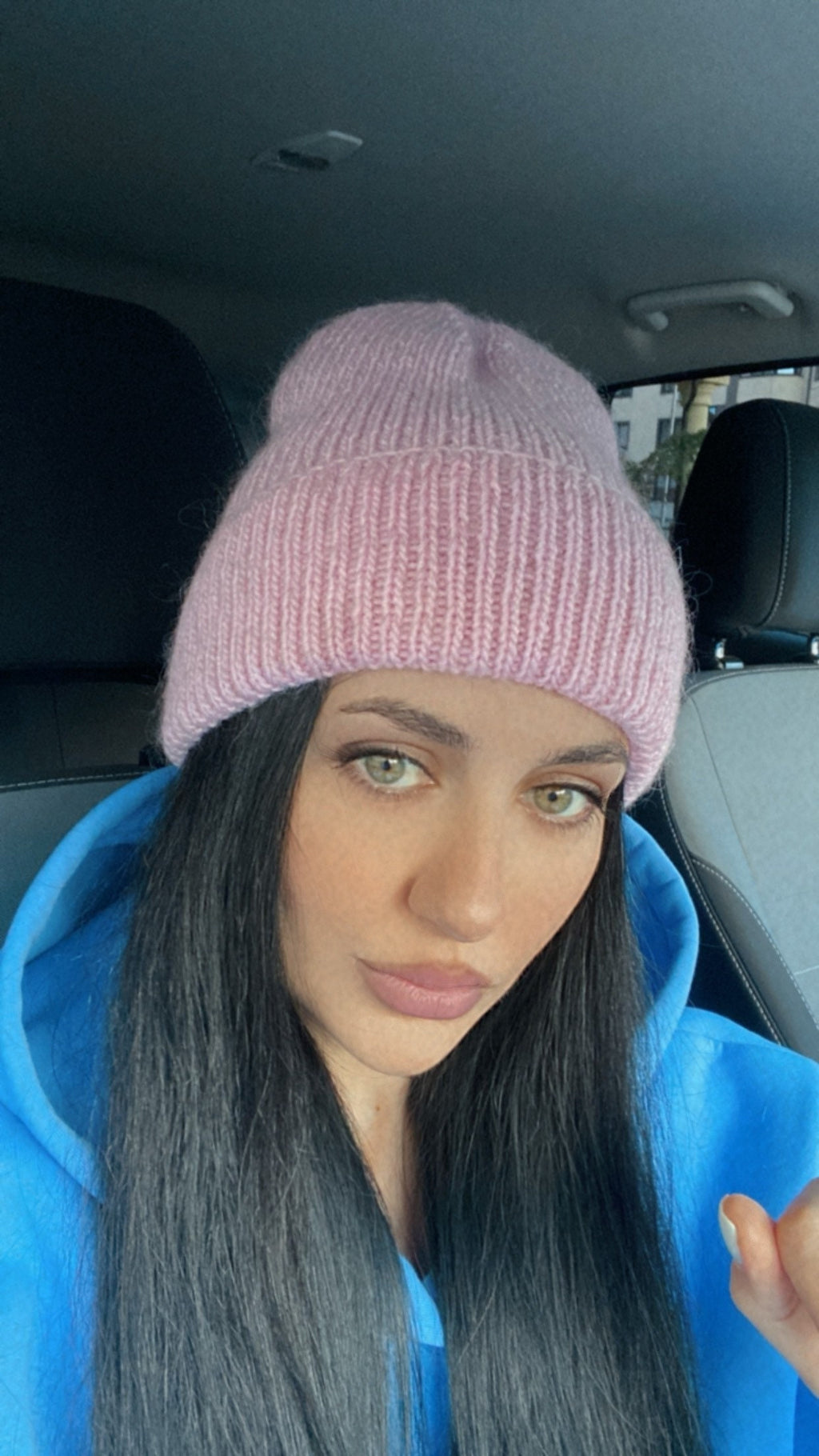Knitted women hat Kid mohair wool beanie hats Knitted cuffed hat Pink winter hand knit hat Gift for bestie Gift wrap