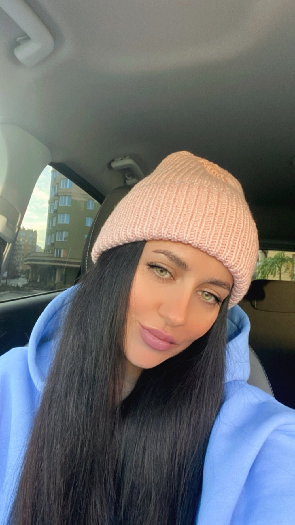 Pink Knitted Beanie Hat Women Pastel Wool Hat Winter Beanie Hat Winter headdress large knit cap with lapel high top Gift for friend