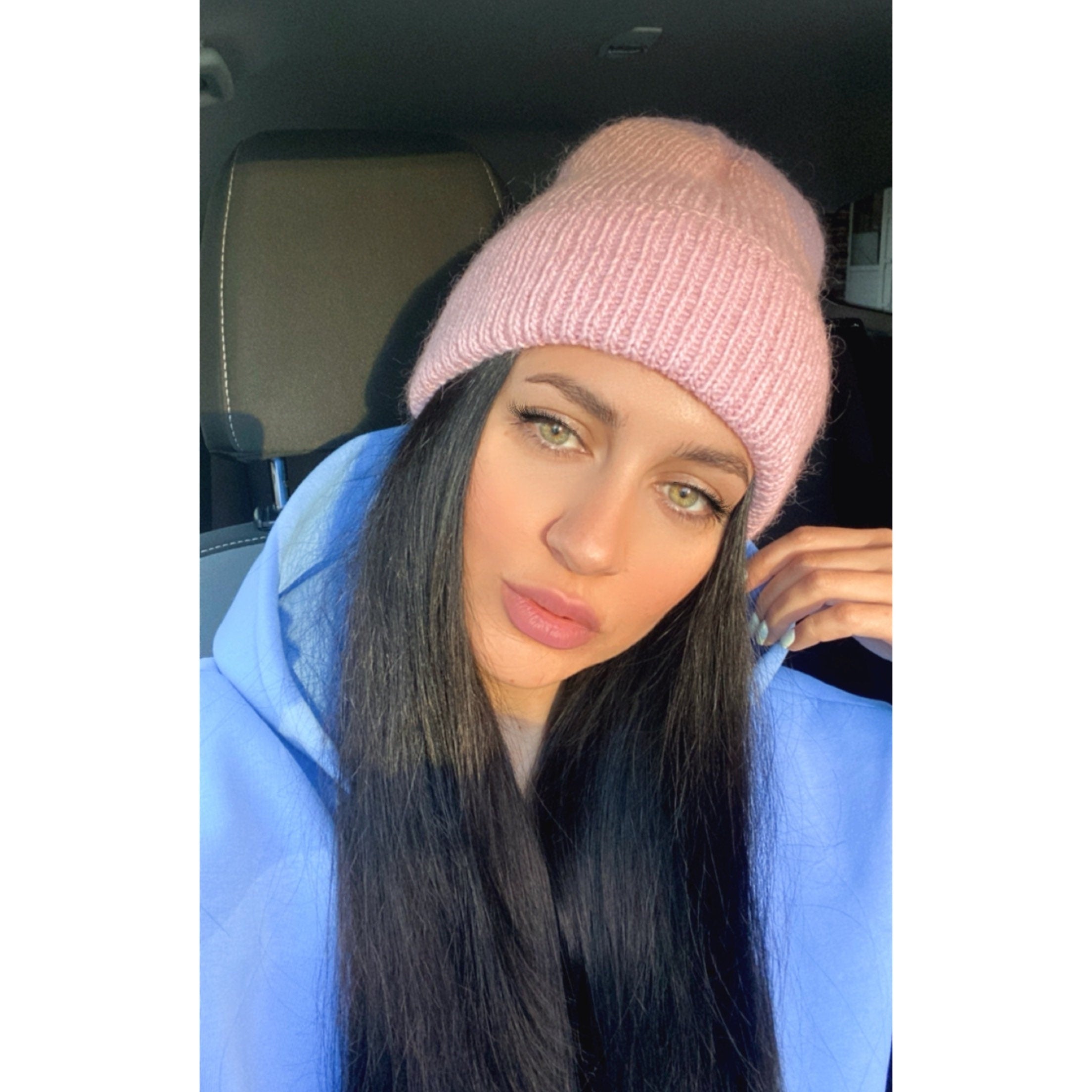 Knitted women hat Kid mohair wool beanie hats Knitted cuffed hat Pink winter hand knit hat Gift for bestie Gift wrap