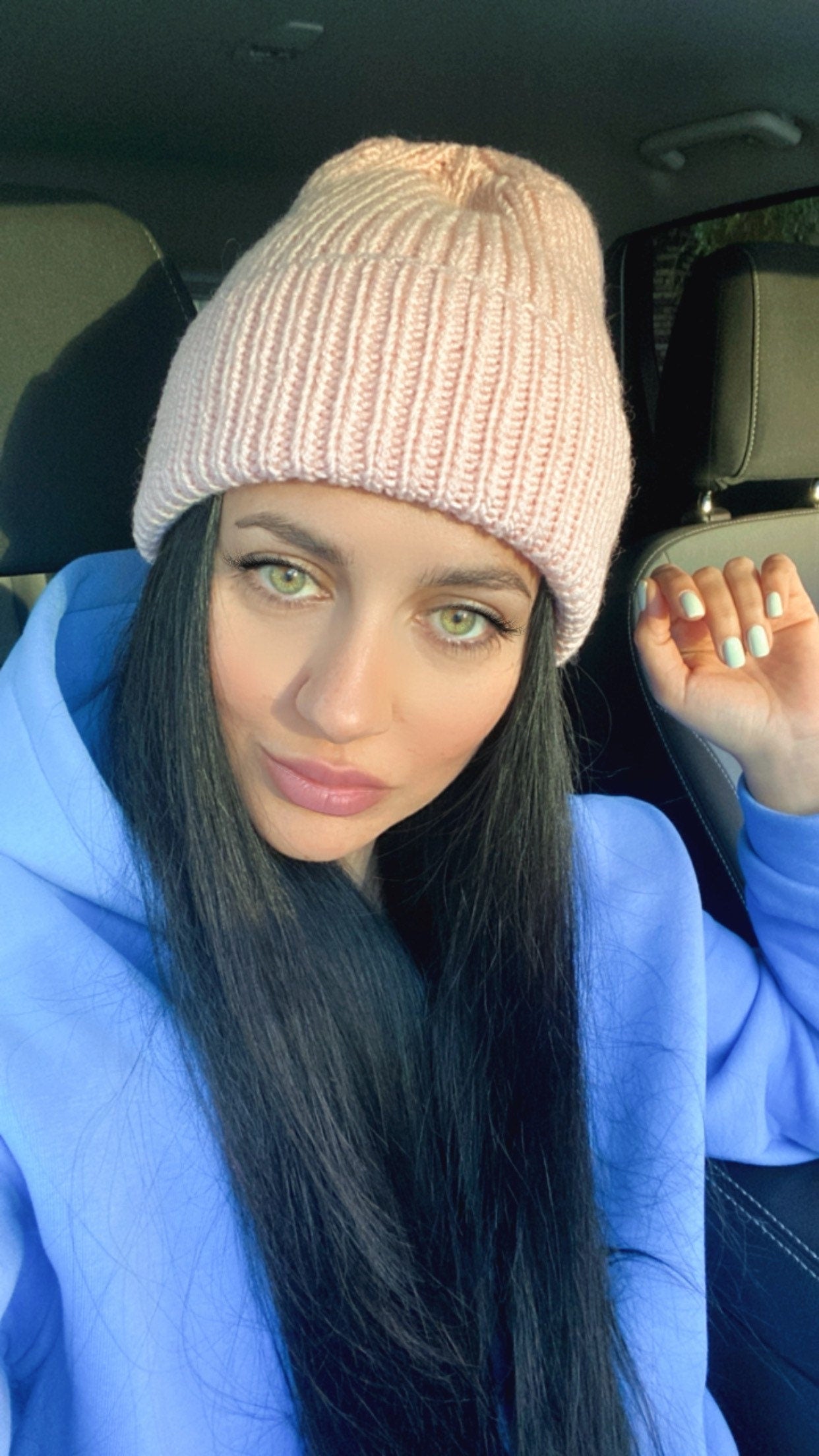 Pink Knitted Beanie Hat Women Pastel Wool Hat Winter Beanie Hat Winter headdress large knit cap with lapel high top Gift for friend