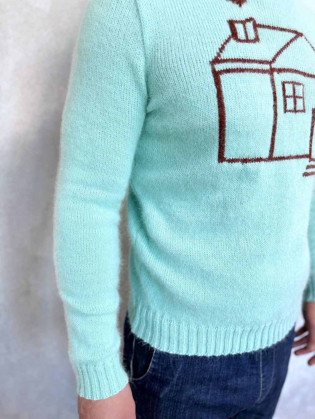 Angora hand knit sweater HOUSE wool sweater Family look Gender neutral celebrity pullover Fluffy green blue brown pullover Unisex Sweater