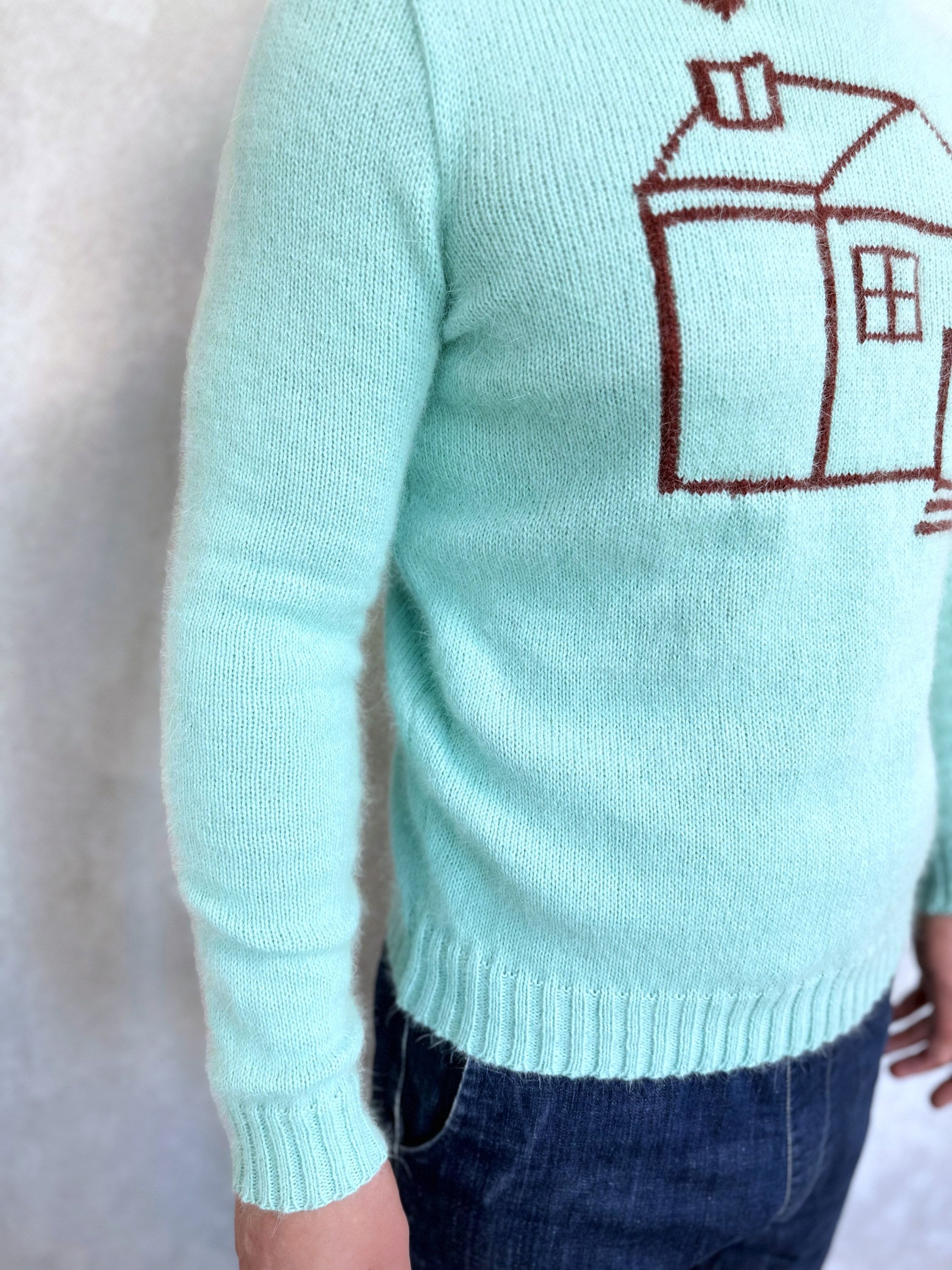 Angora hand knit sweater HOUSE wool sweater Family look Gender neutral celebrity pullover Fluffy green blue brown pullover Unisex Sweater