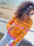 Pink apples orange knit Sweater Halloween Sweater Merino wool mixture X sweater unisex Yellow orange pink Sweater Unisex Ugly Sweater