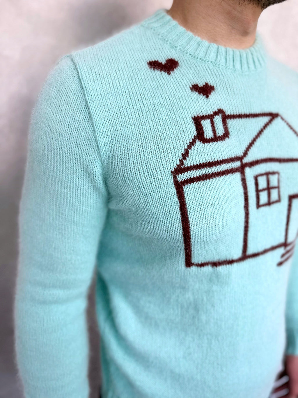 Angora hand knit sweater HOUSE wool sweater Family look Gender neutral celebrity pullover Fluffy green blue brown pullover Unisex Sweater