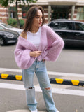 Knit mohair cardigan Mohair bolero Wedding Cardigan Wool fluffy cape Bridal jackets hawl Knitted jacket Lilac mohair cable knit sweater