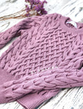 Lilac softy hand knitted crop organic cotton sweater Purple pullover women Cable Knit Sweater Sweater for sensitive skin Gift for Her
