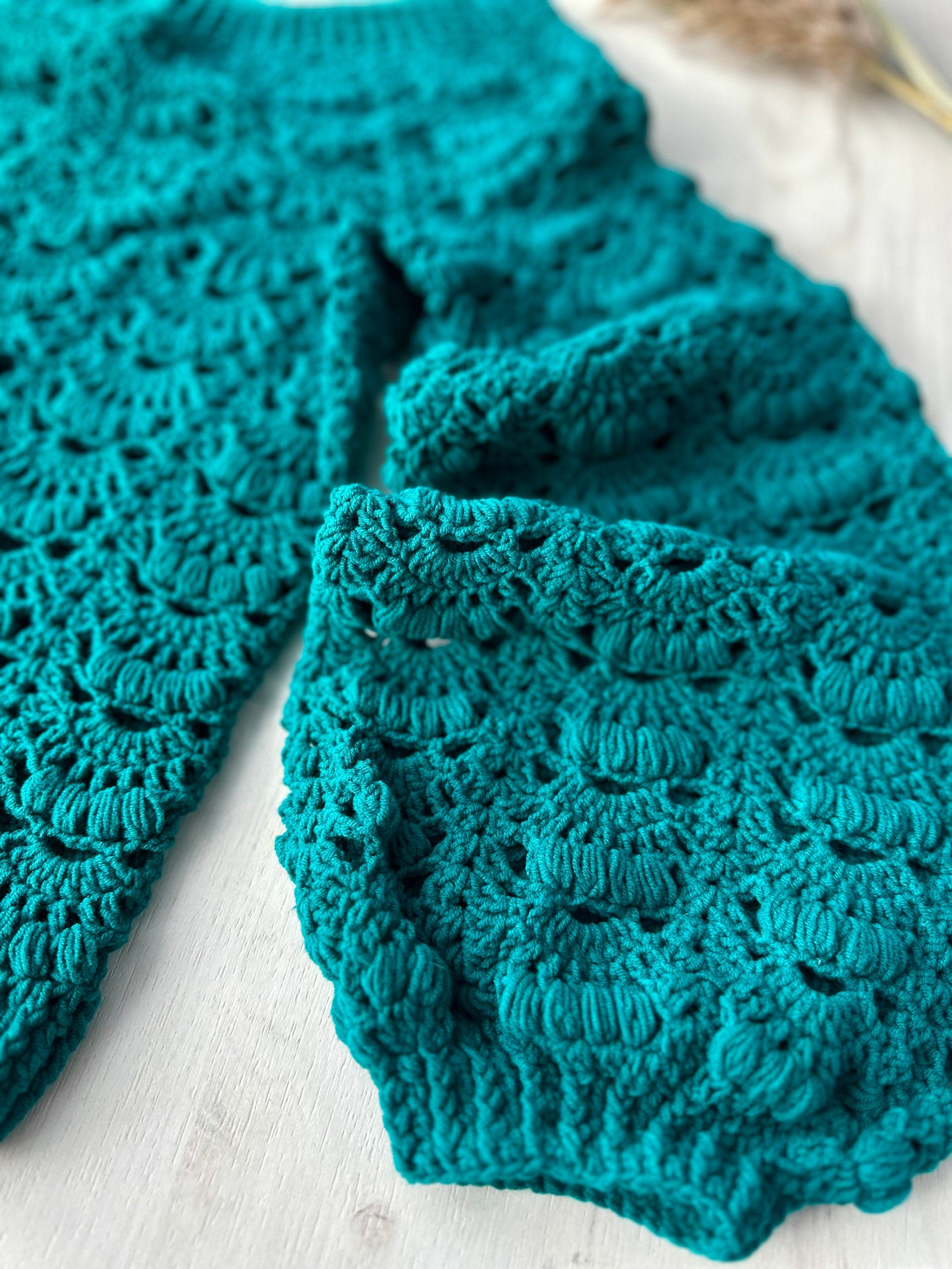 Сrochet blouse Crochet boho emerald sweater Cotton green one shoulder blouse sweater Sweater open shoulders summer sweater women