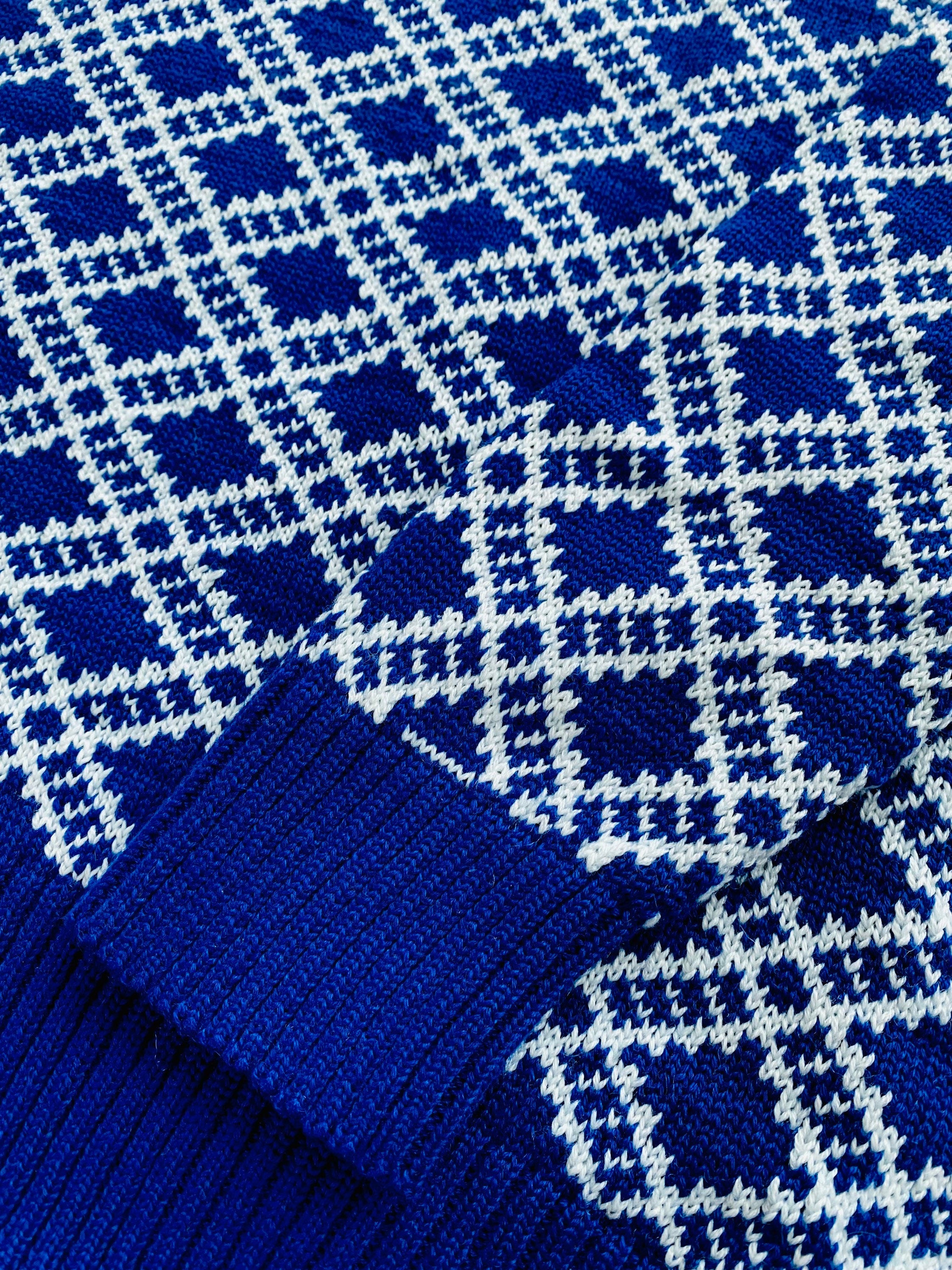 Long knitted printed sweater Vintage plaid sweater women Vintage Geometric pattern sweater dress O-Neck Long Sleeve Womens Oversize pullover