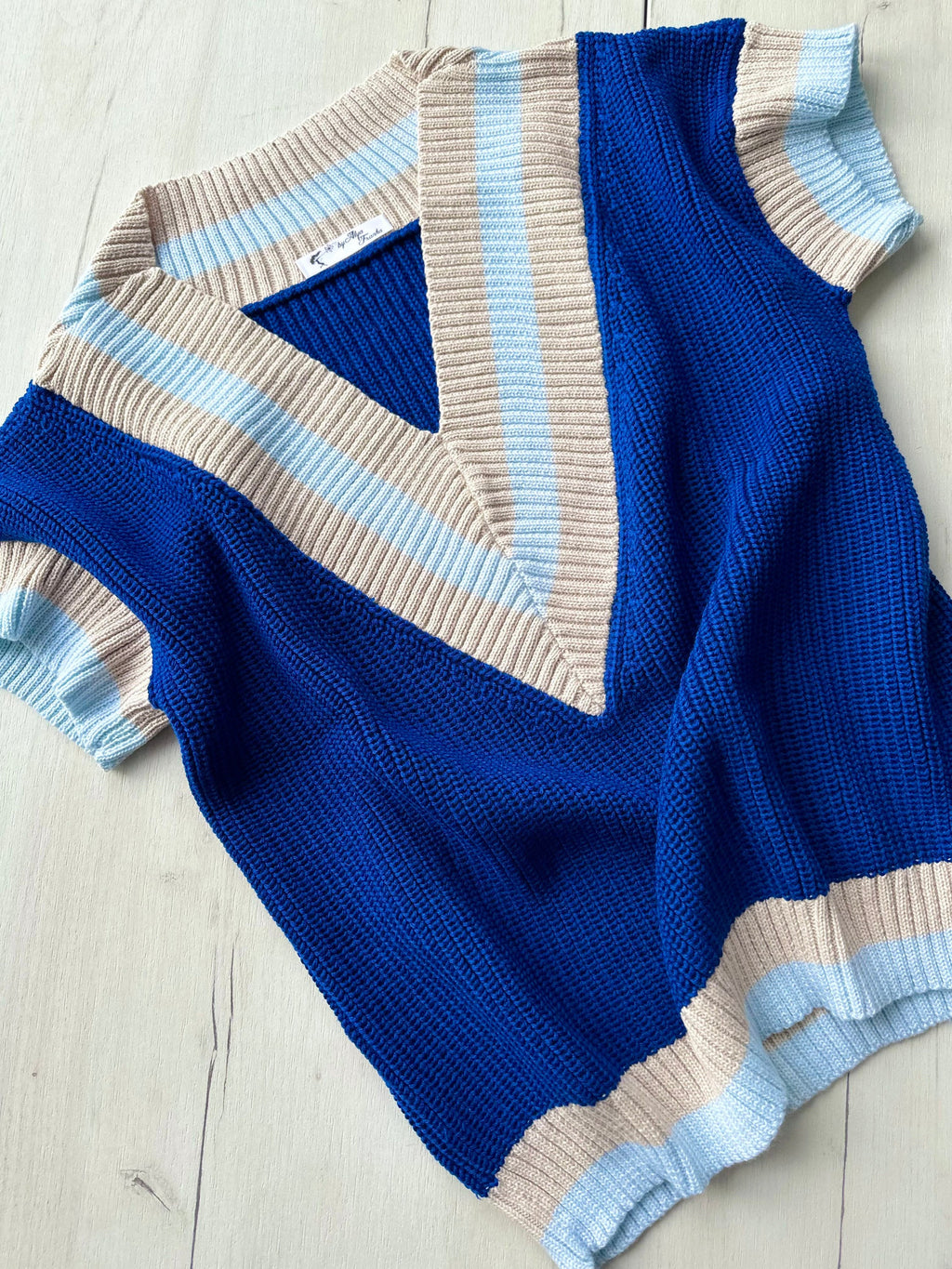 Classic knit sweater vest Chunky V-Neck sweater Sleeveless Vest Blue womens vest Oversize sweater top Sleeveless Pullover Loose Sweater