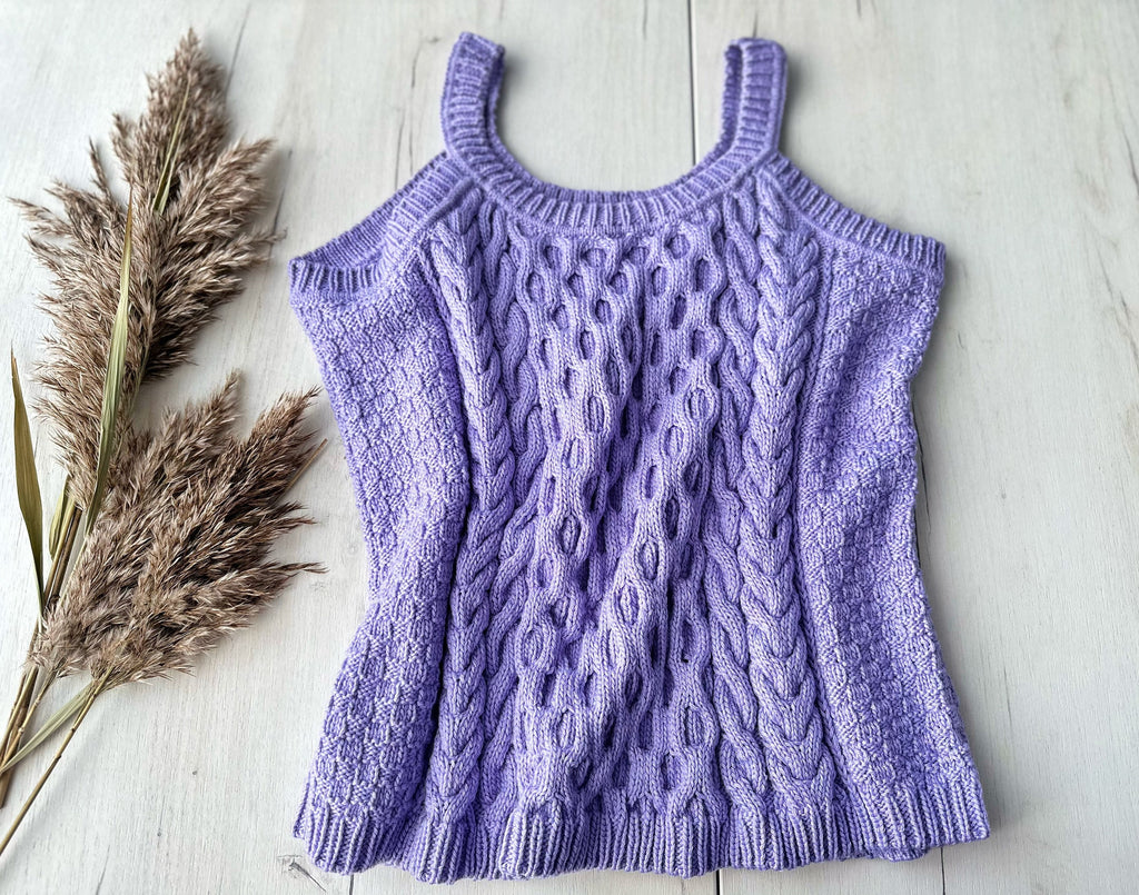 Knit lilac wool top Chunky knit merino vest Organik cotton top Mоre color Long tank top Autumn winter vest Sleeveless Handknit slipover