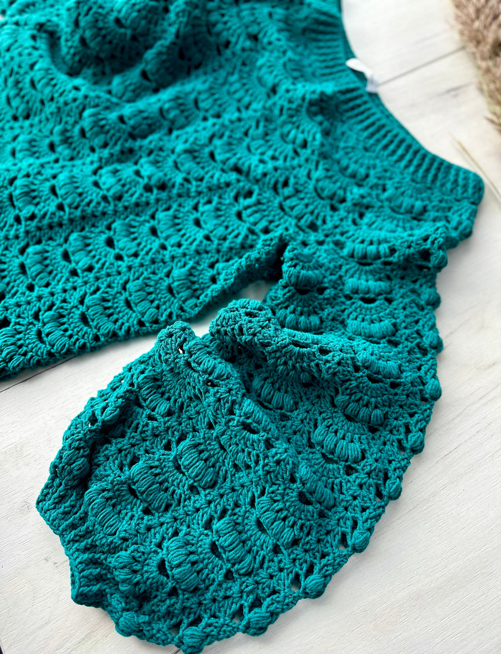 Сrochet blouse Crochet boho emerald sweater Cotton green one shoulder blouse sweater Sweater open shoulders summer sweater women