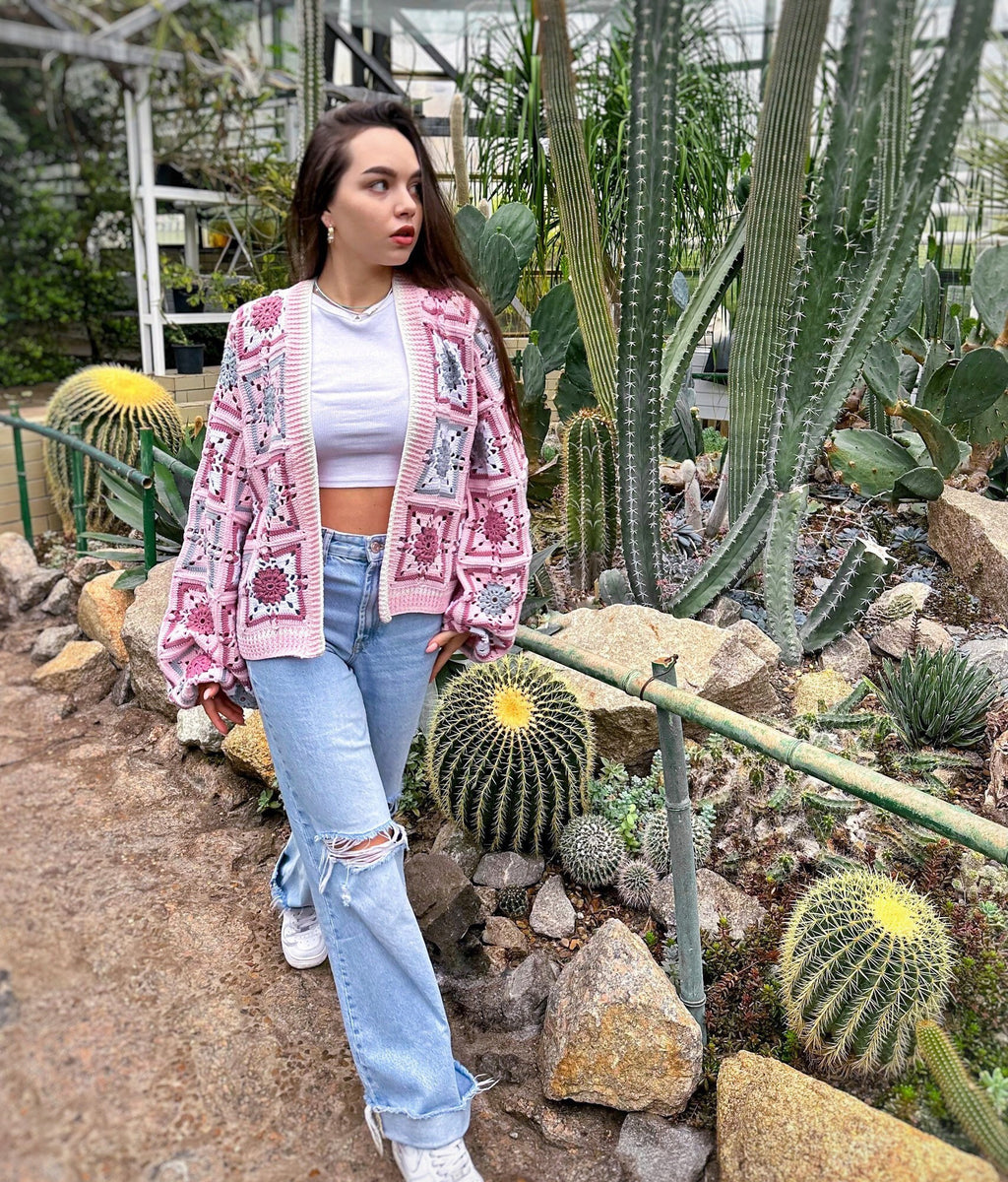 Crochet granny square cardigan Crochet colorful cardigan Patchwork cardigan women Jacket Crochet coat Boho cardigan Afghan Coat Festival