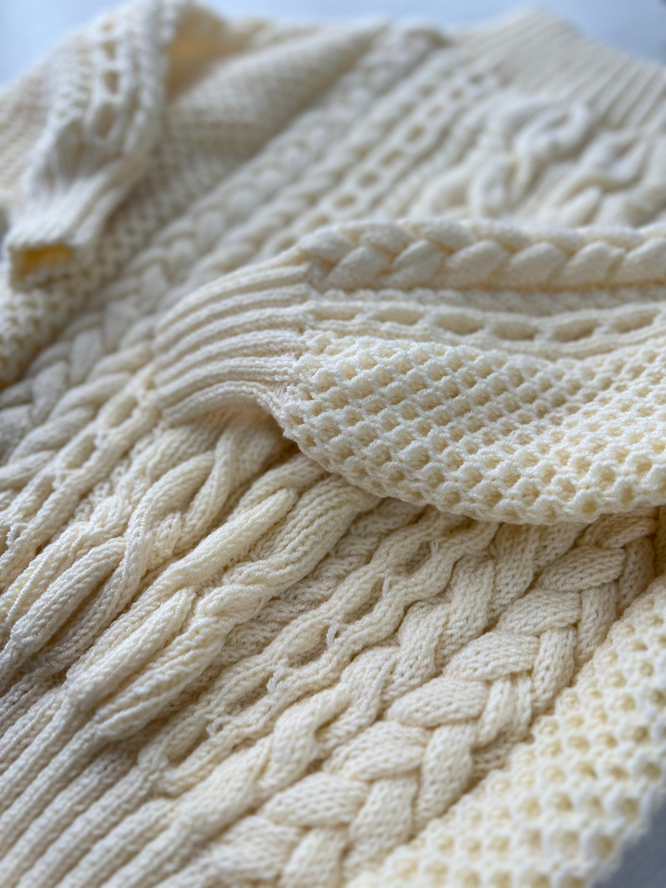 Cable knit pastel milk cream off the shoulder sweater wool for women Handmade oversize white pullover One shoulder cotton merino wool