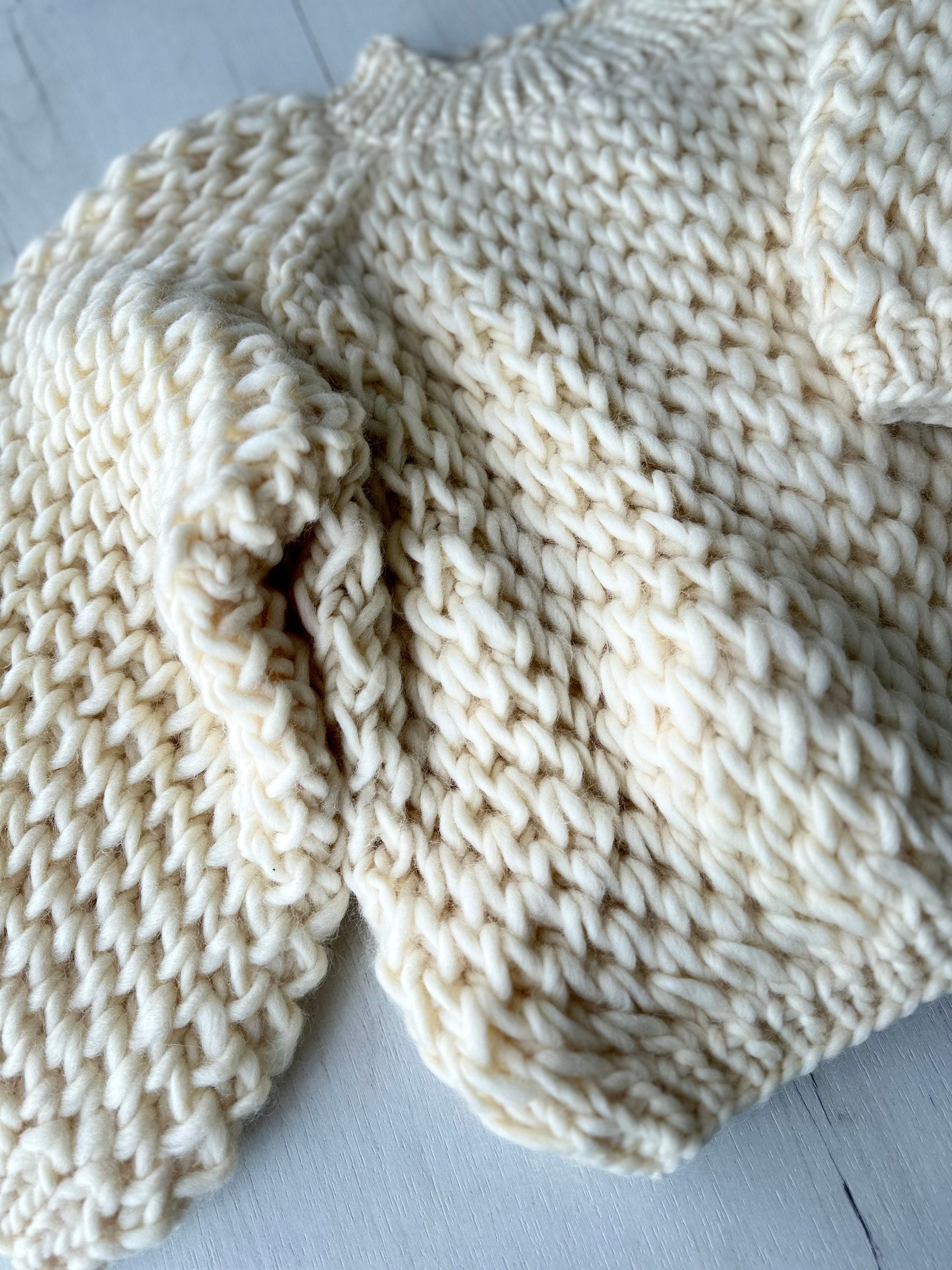 Chunky handknit alpaca wool soft milk sweater + Cable knit hat Hand knit Pastel sweater Cable knit crop pullover