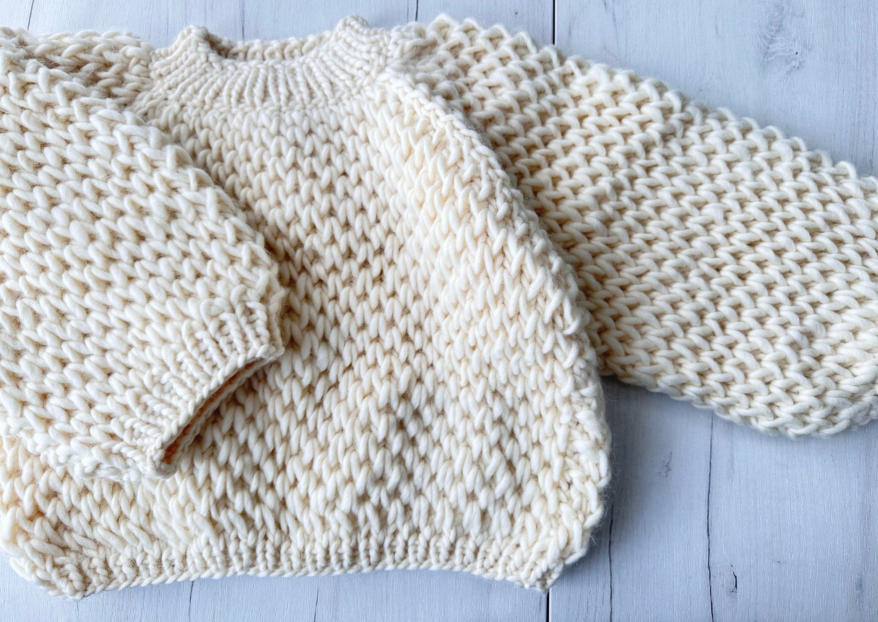 Chunky handknit alpaca wool soft milk sweater + Cable knit hat Hand knit Pastel sweater Cable knit crop pullover
