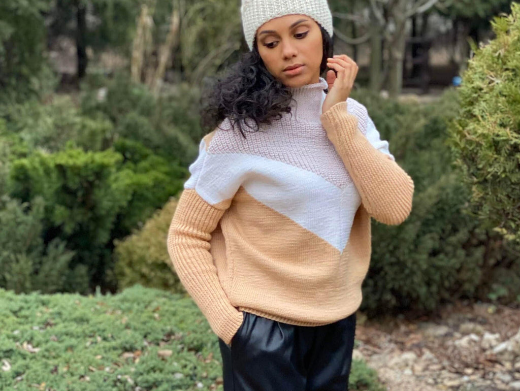 Beige merino wool Sweater Oversize Knit Sweater Soft Cozy Cardigan High Neck Sweater Merino Knit Jumper Turtleneck merino