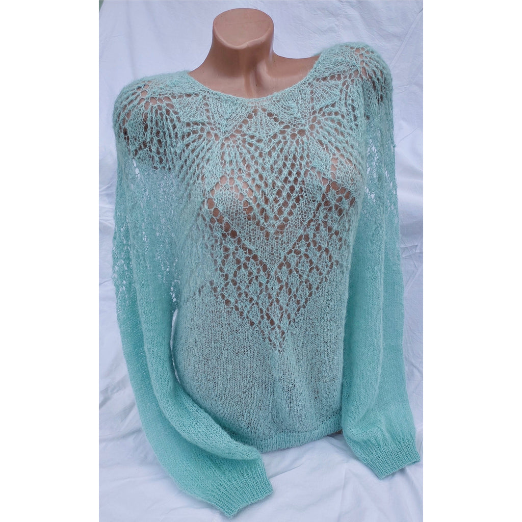 Mohair Bridal Sweater Gossamer sweater Blue White Wool Jacket Wedding Cover Up Kid Mohair Knitted Jumper Shrug Mohair Pullover Knitted Wrap