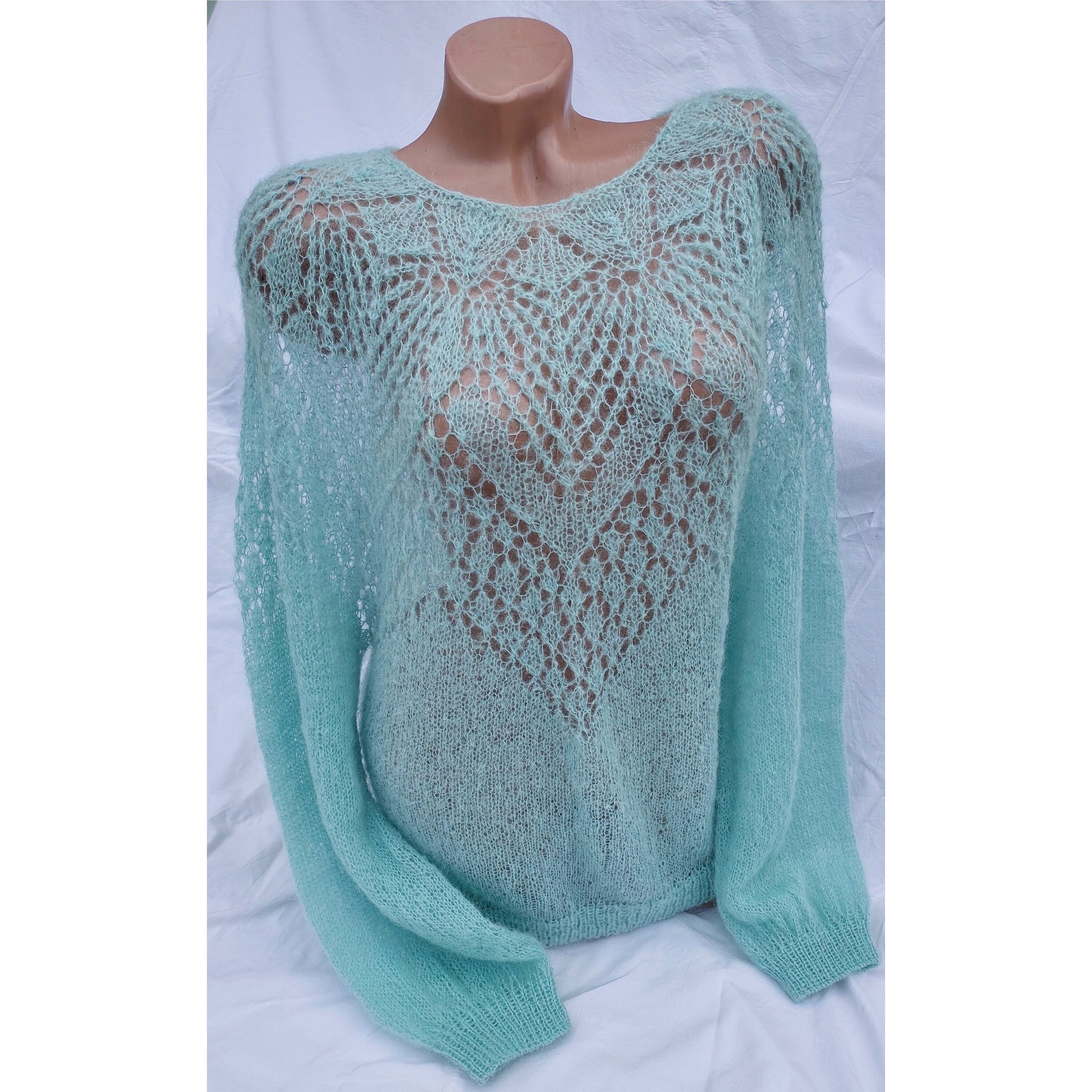 Mohair Bridal Sweater openwork sweater Blue White Wool Jacket Wedding Cover Up Knit Mohair Knitted Jumper Shrug Mohair Pullover Knitted Wrap