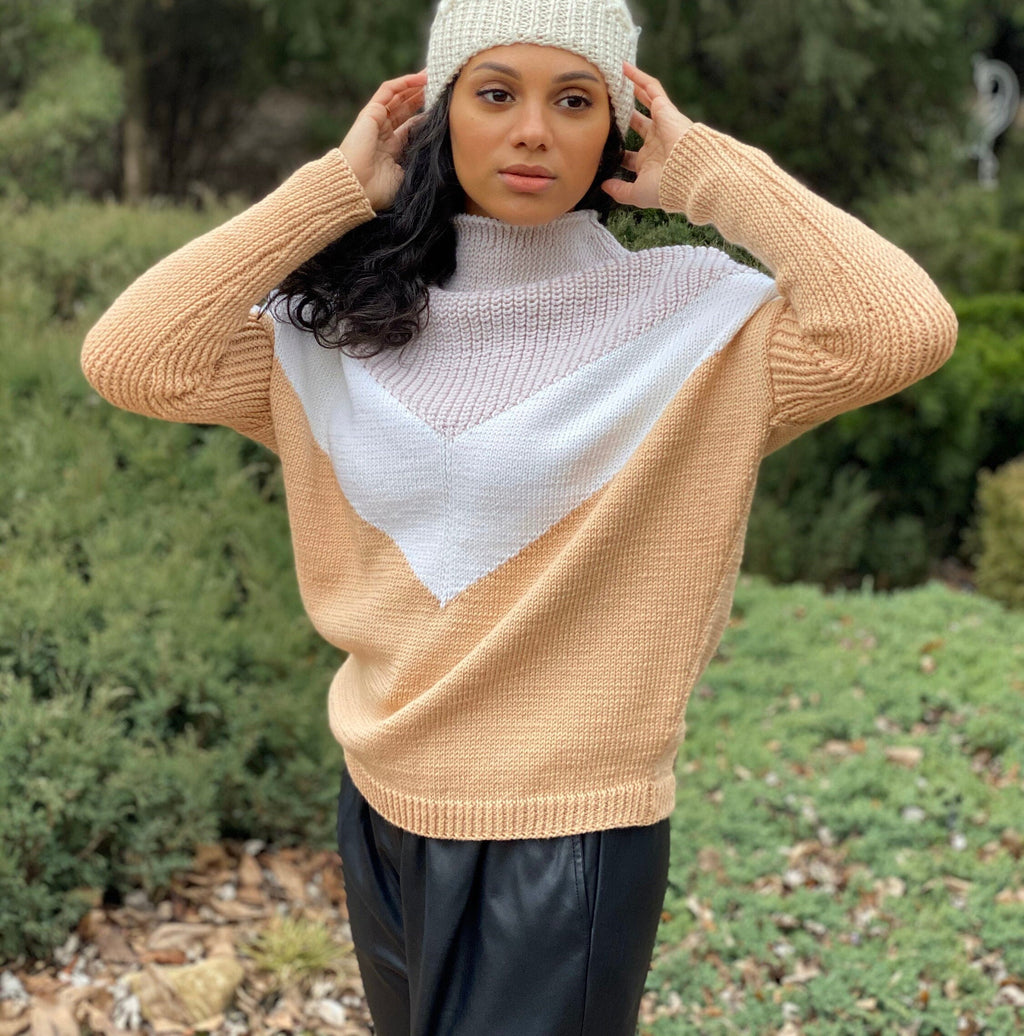 Beige merino wool Sweater Oversize Knit Sweater Soft Cozy Cardigan High Neck Sweater Merino Knit Jumper Turtleneck merino