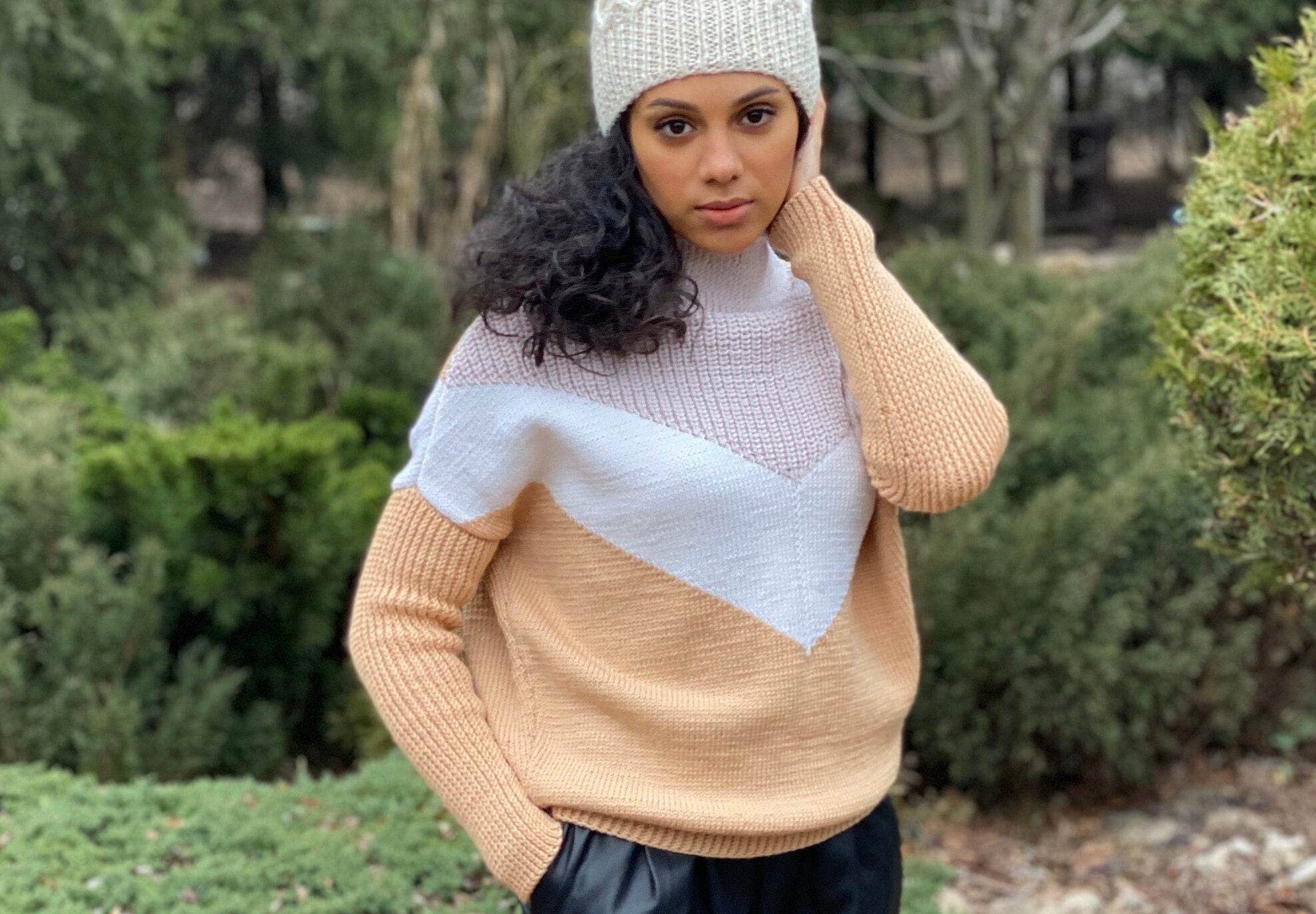 Beige merino wool Sweater Oversize Knit Sweater Soft Cozy Cardigan High Neck Sweater Merino Knit Jumper Turtleneck merino