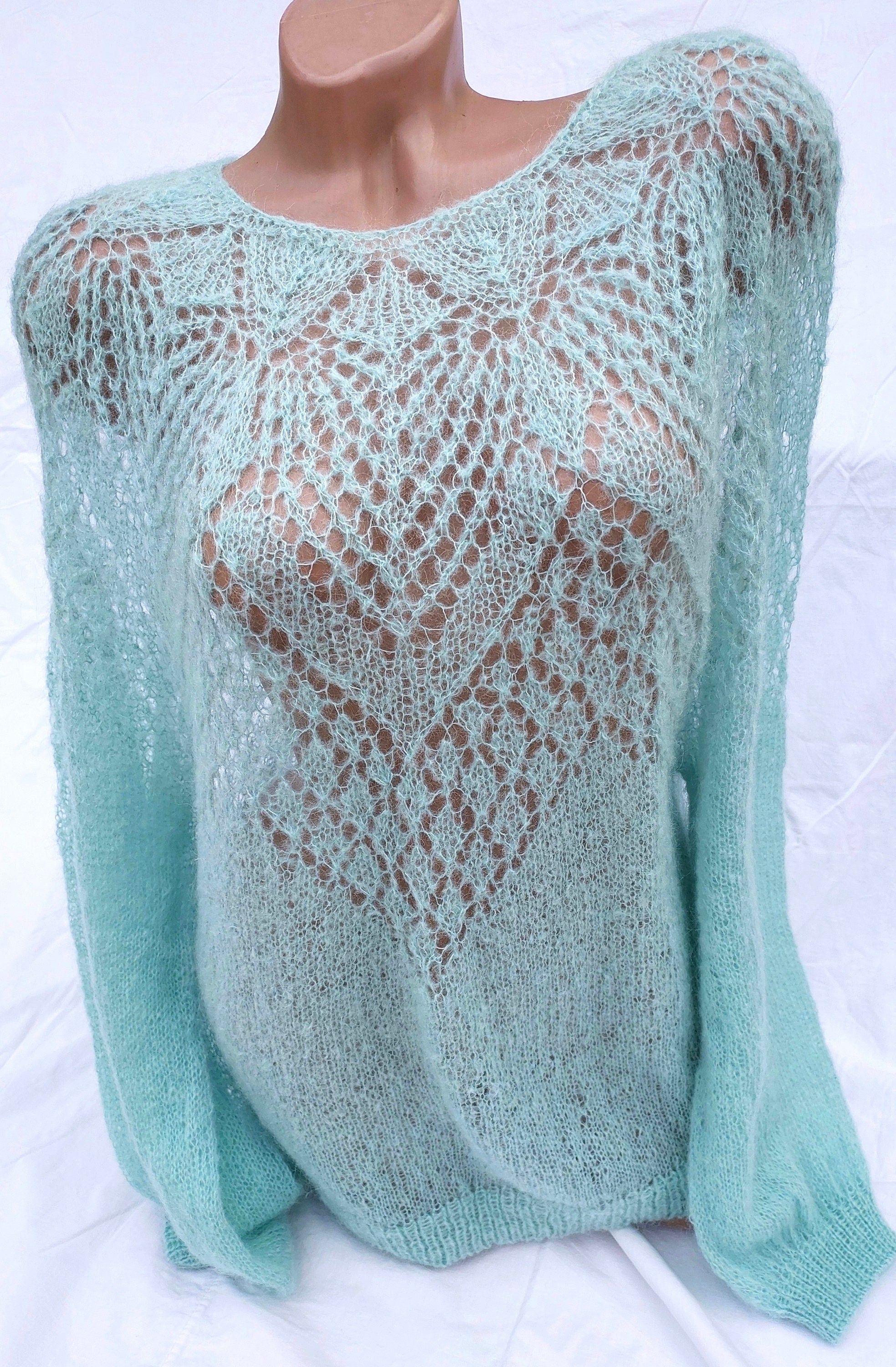 Mohair Bridal Sweater Gossamer sweater Blue White Wool Jacket Wedding Cover Up Kid Mohair Knitted Jumper Shrug Mohair Pullover Knitted Wrap