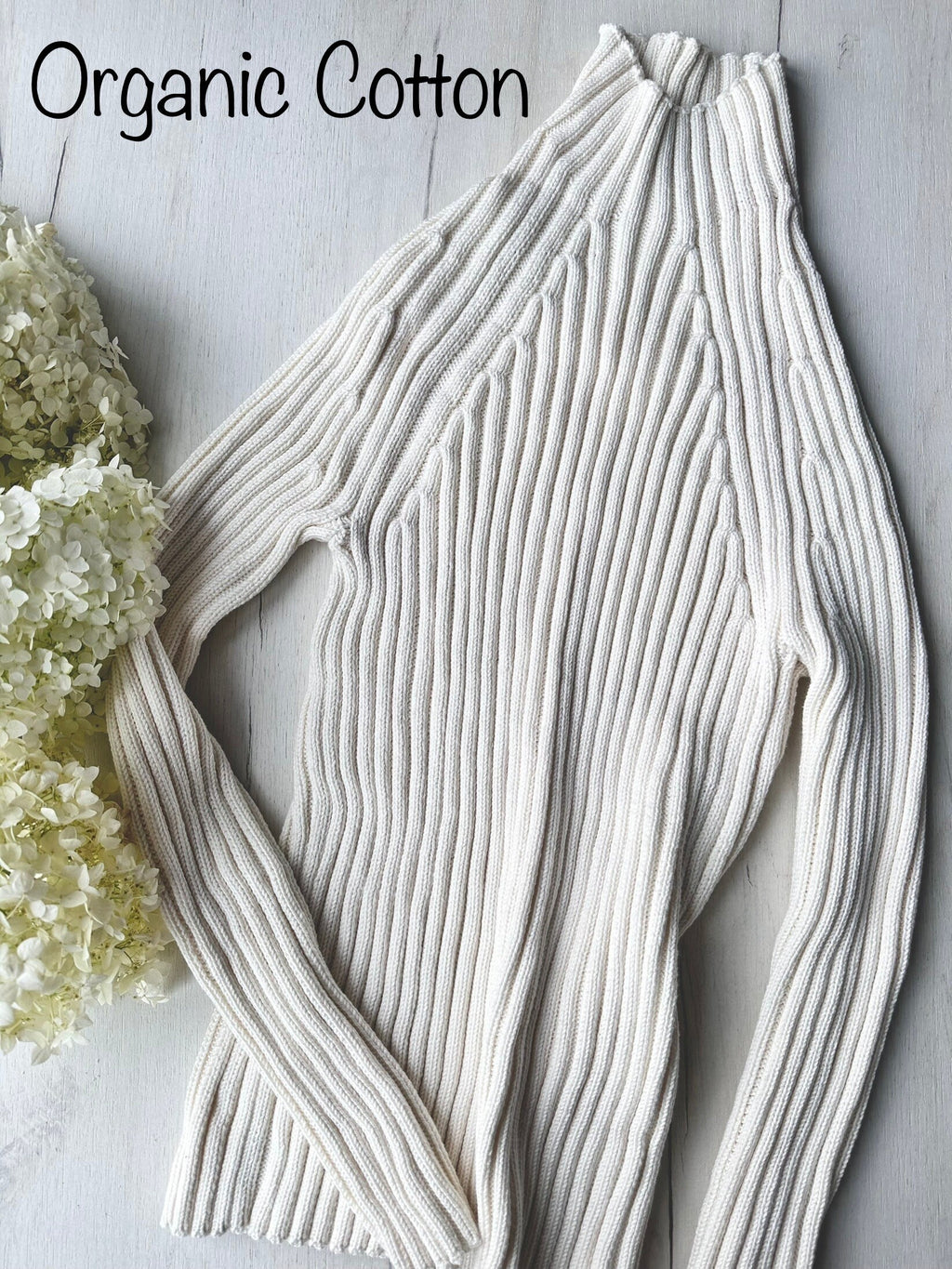 Organic Cotton Knitted Turtleneck for women Ribbed Knitted Sweater Long Sleeve Sweater Comfortable body-friendly Turtle neck wool