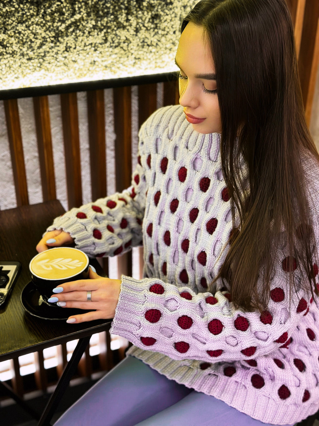 Chunky Wool Sweater for women Oversized Merino Wool Sweater Body-friendly pullover Bubbles Balls Funny Sweater Bubbles Balls Funny Sweater