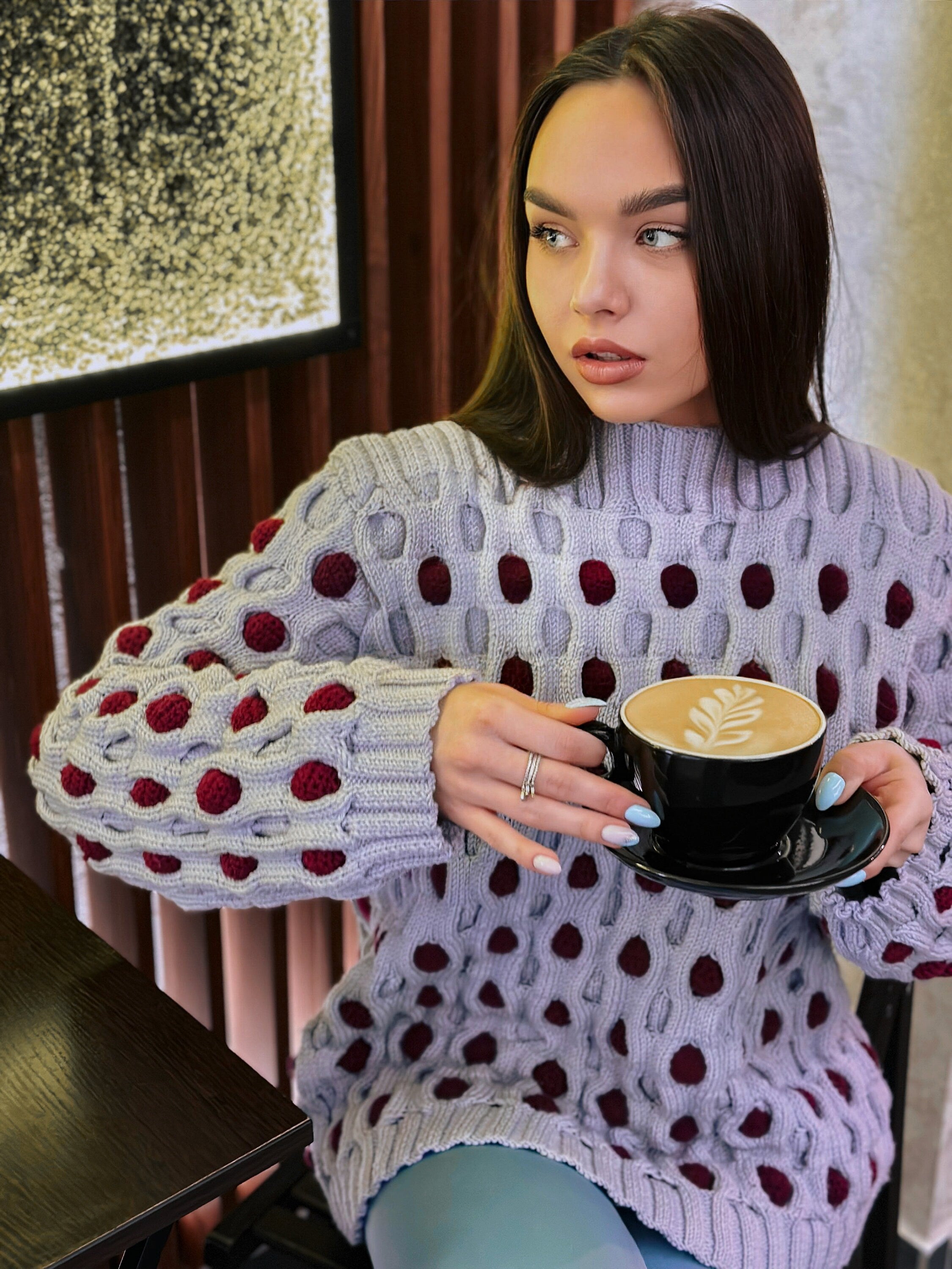 Chunky Wool Sweater for women Oversized Merino Wool Sweater Body-friendly pullover Bubbles Balls Funny Sweater Bubbles Balls Funny Sweater