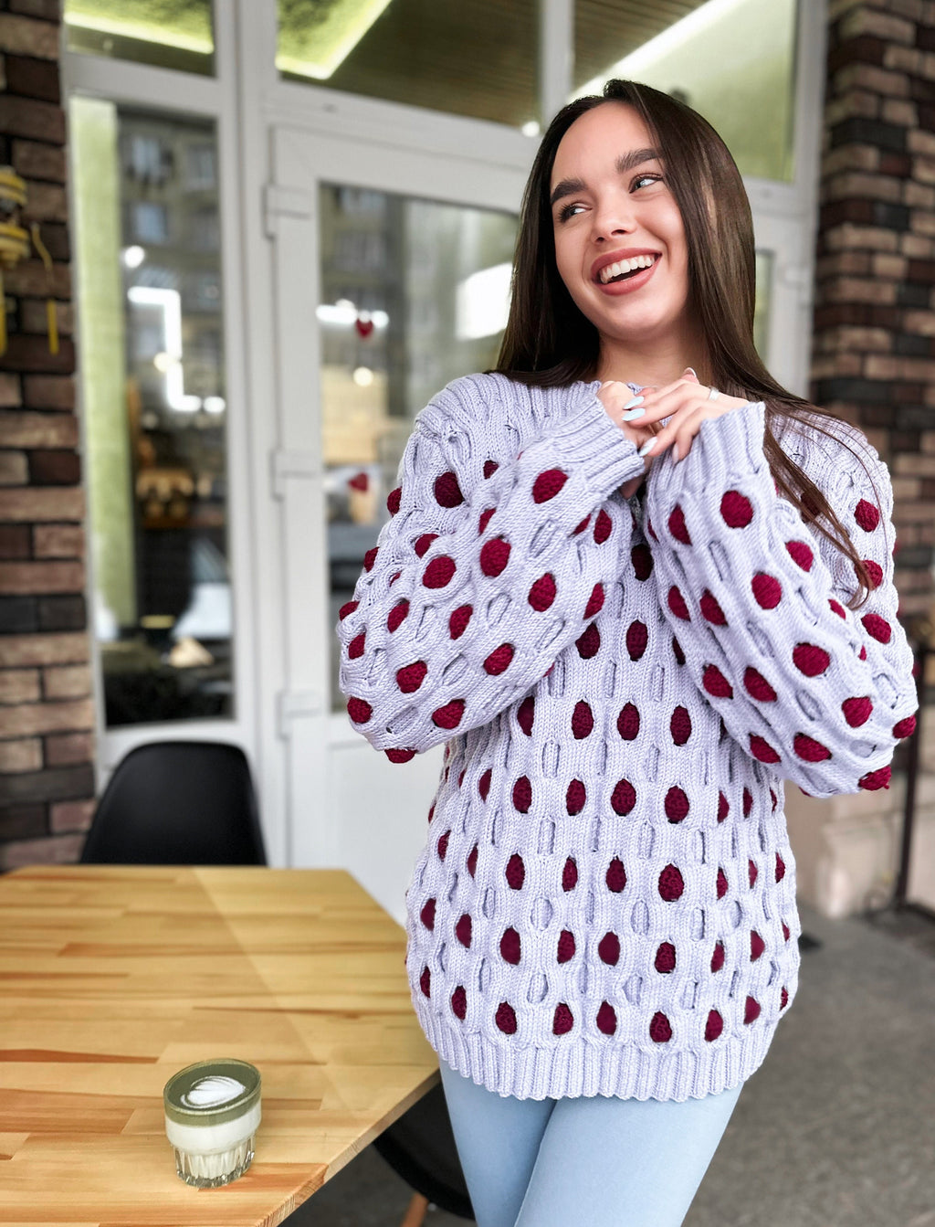 Chunky Wool Sweater for women Oversized Merino Wool Sweater Body-friendly pullover Bubbles Balls Funny Sweater Bubbles Balls Funny Sweater