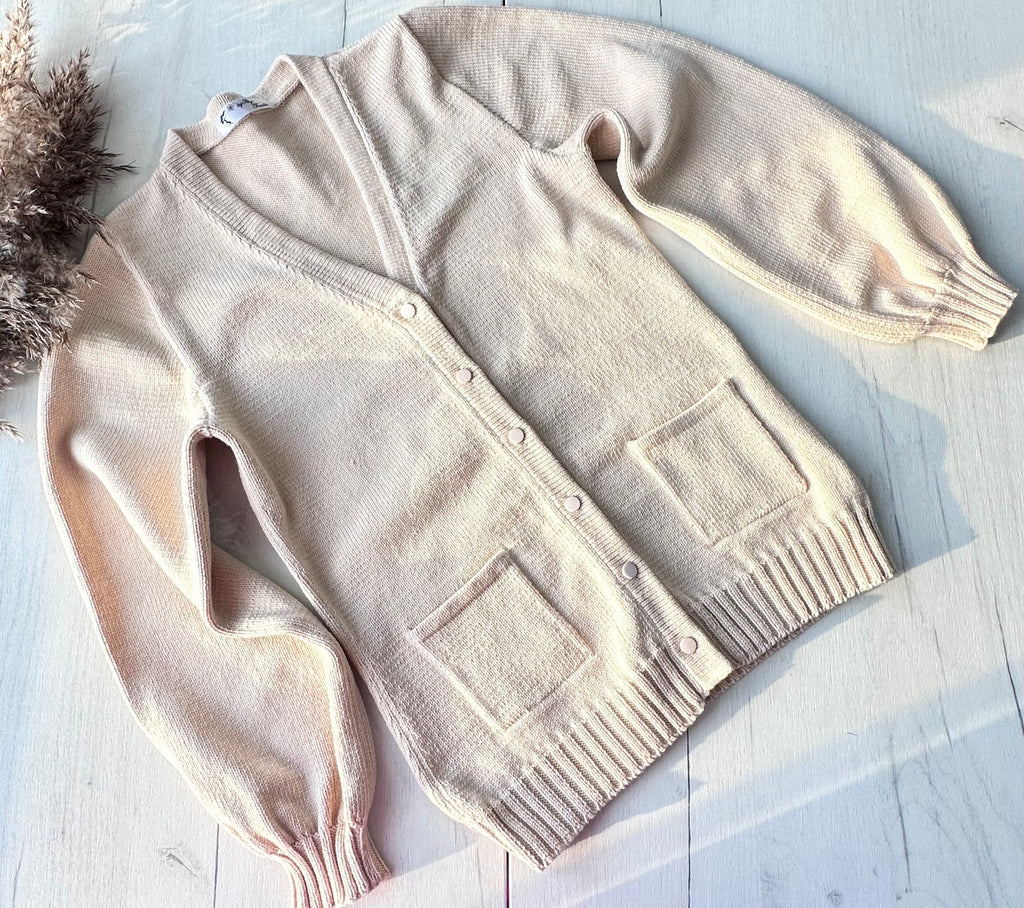 Knit Oversized beige cotton cardigan for women Pastel coat Scandinavian minimalist style Loose knit cardigan Baggy cardigan with buttons