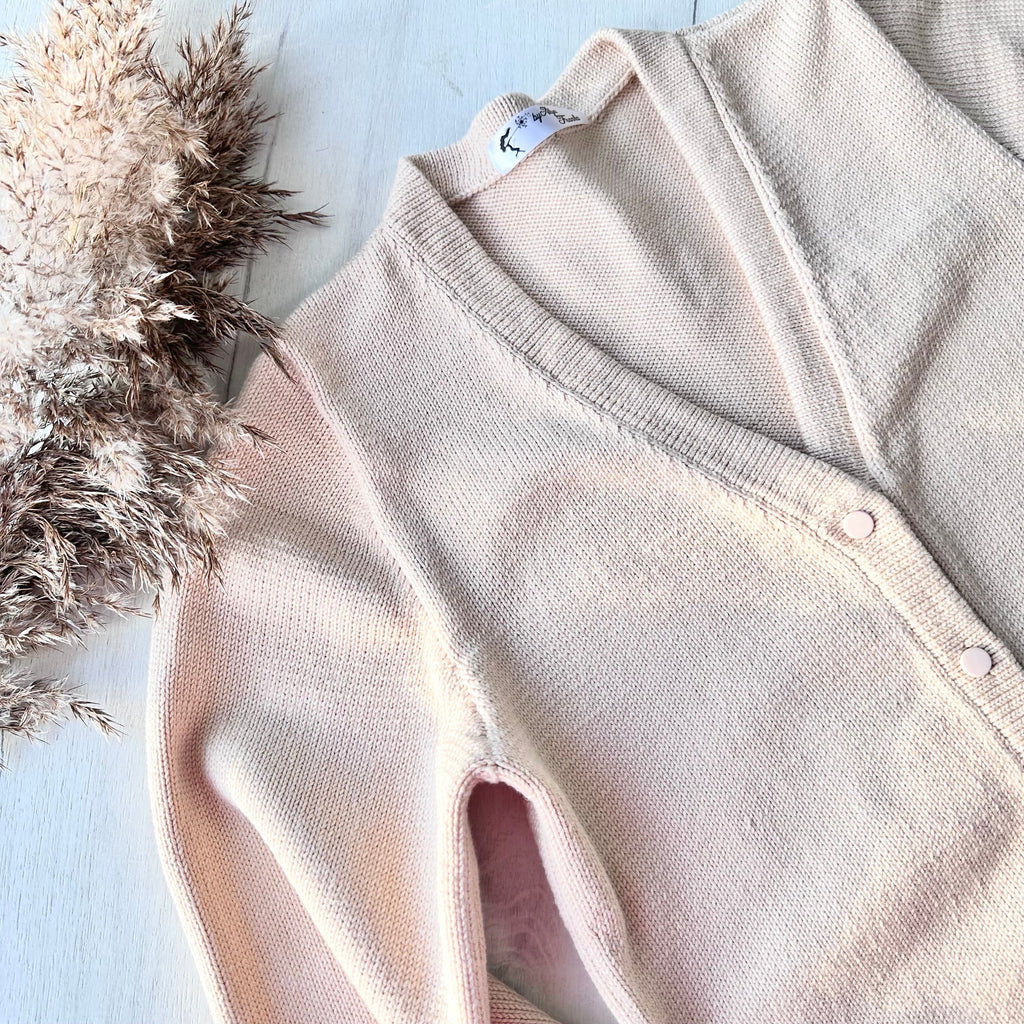 Knit Oversized beige cotton cardigan for women Pastel coat Scandinavian minimalist style Loose knit cardigan Baggy cardigan with buttons