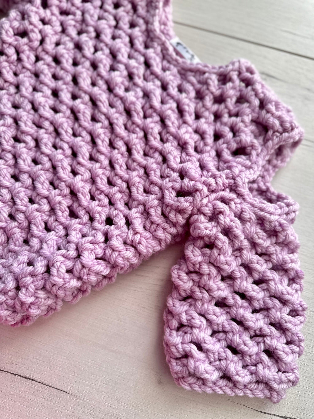 Crochet crop top short Sleeve Crochet Mesh Top Cable knit wool crop sweater Chunky knit short sleeve crop top Loose knit Pink Lilac