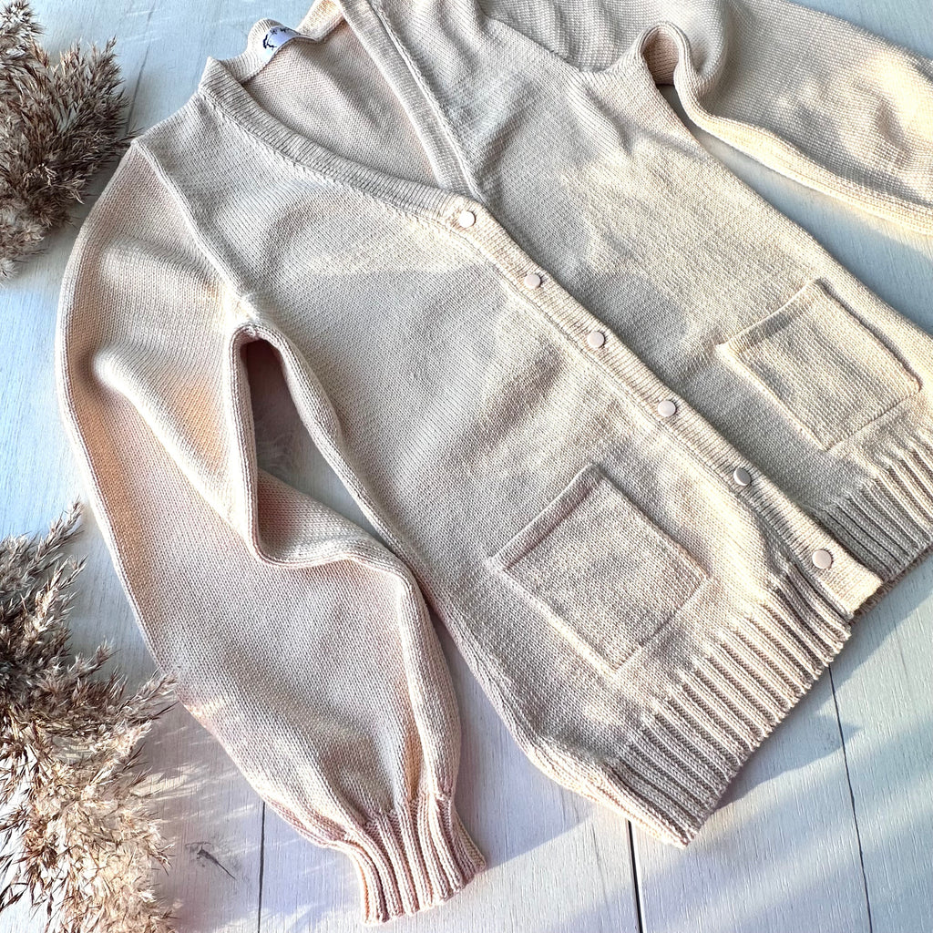 Knit Oversized beige cotton cardigan for women Pastel coat Scandinavian minimalist style Loose knit cardigan Baggy cardigan with buttons