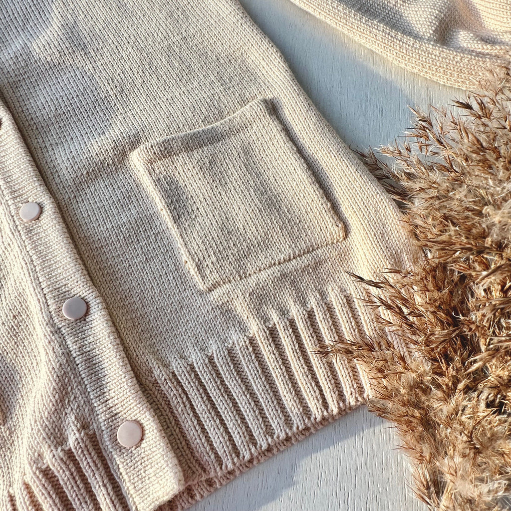 Knit Oversized beige cotton cardigan for women Pastel coat Scandinavian minimalist style Loose knit cardigan Baggy cardigan with buttons
