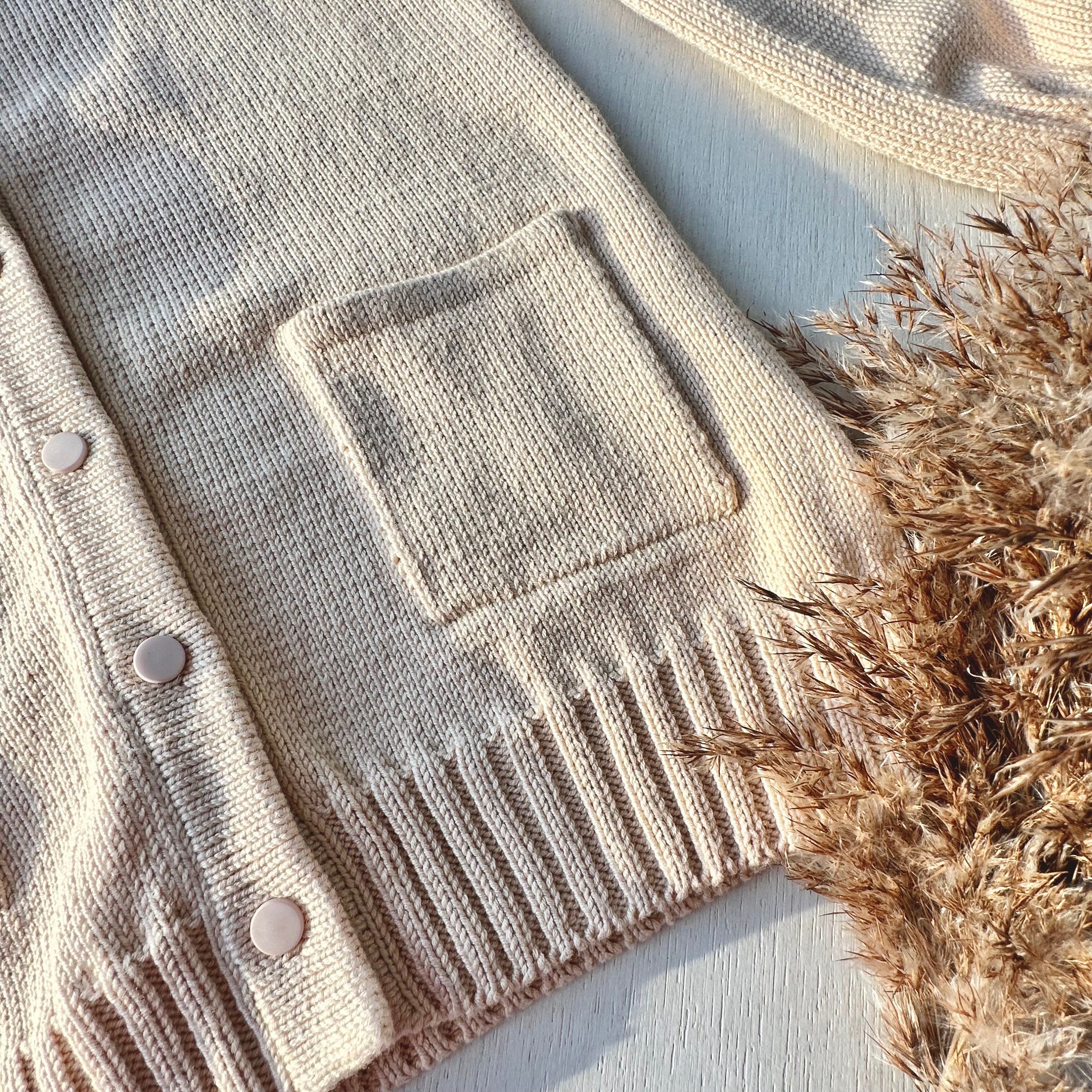 Knit Oversized beige cotton cardigan for women Pastel coat Scandinavian minimalist style Loose knit cardigan Baggy cardigan with buttons