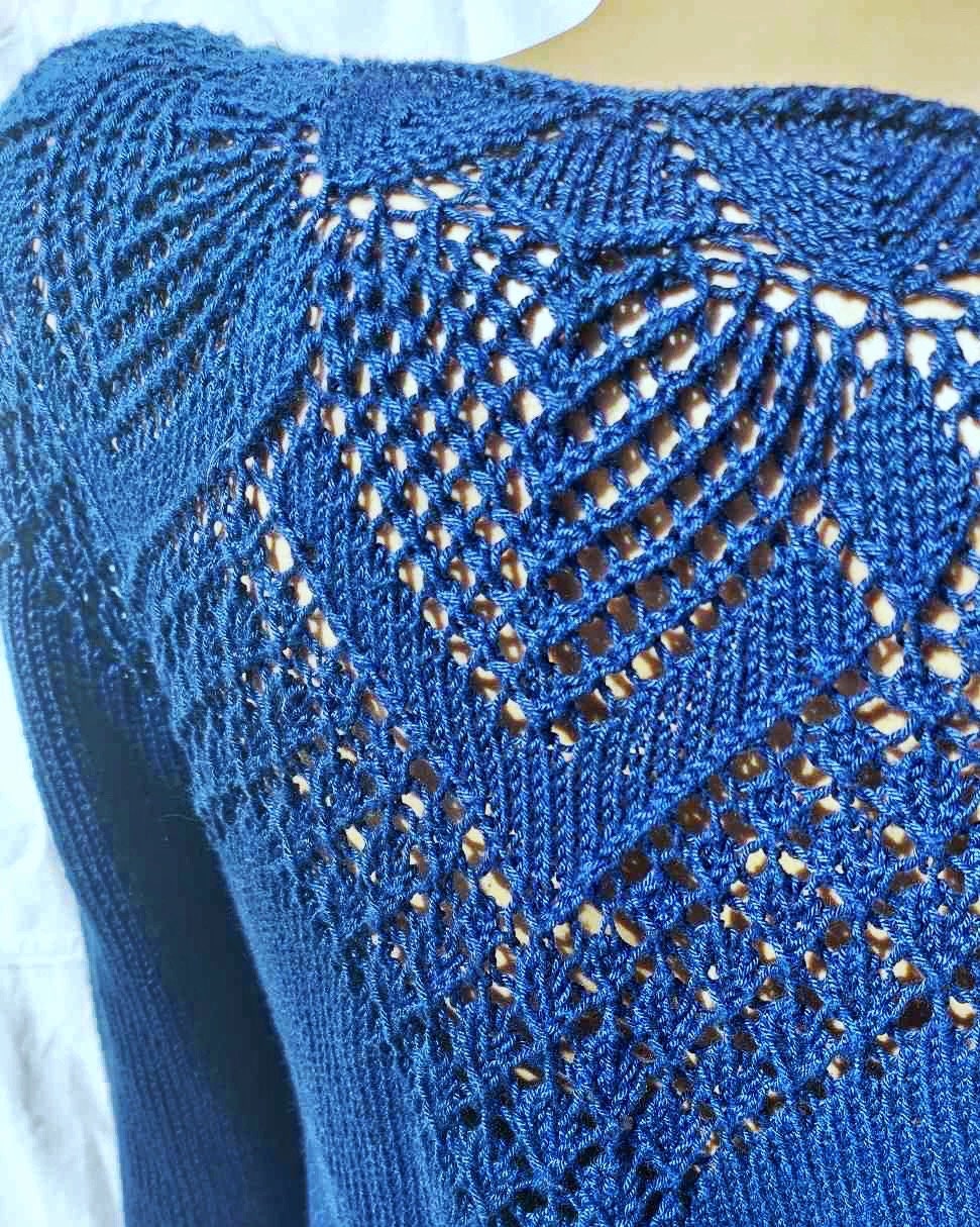 Knit cotton openwork sweater for women Slim Blue Sweater Eco Friendly Pullover Knitted Cape Bridal sweater Croche pullover