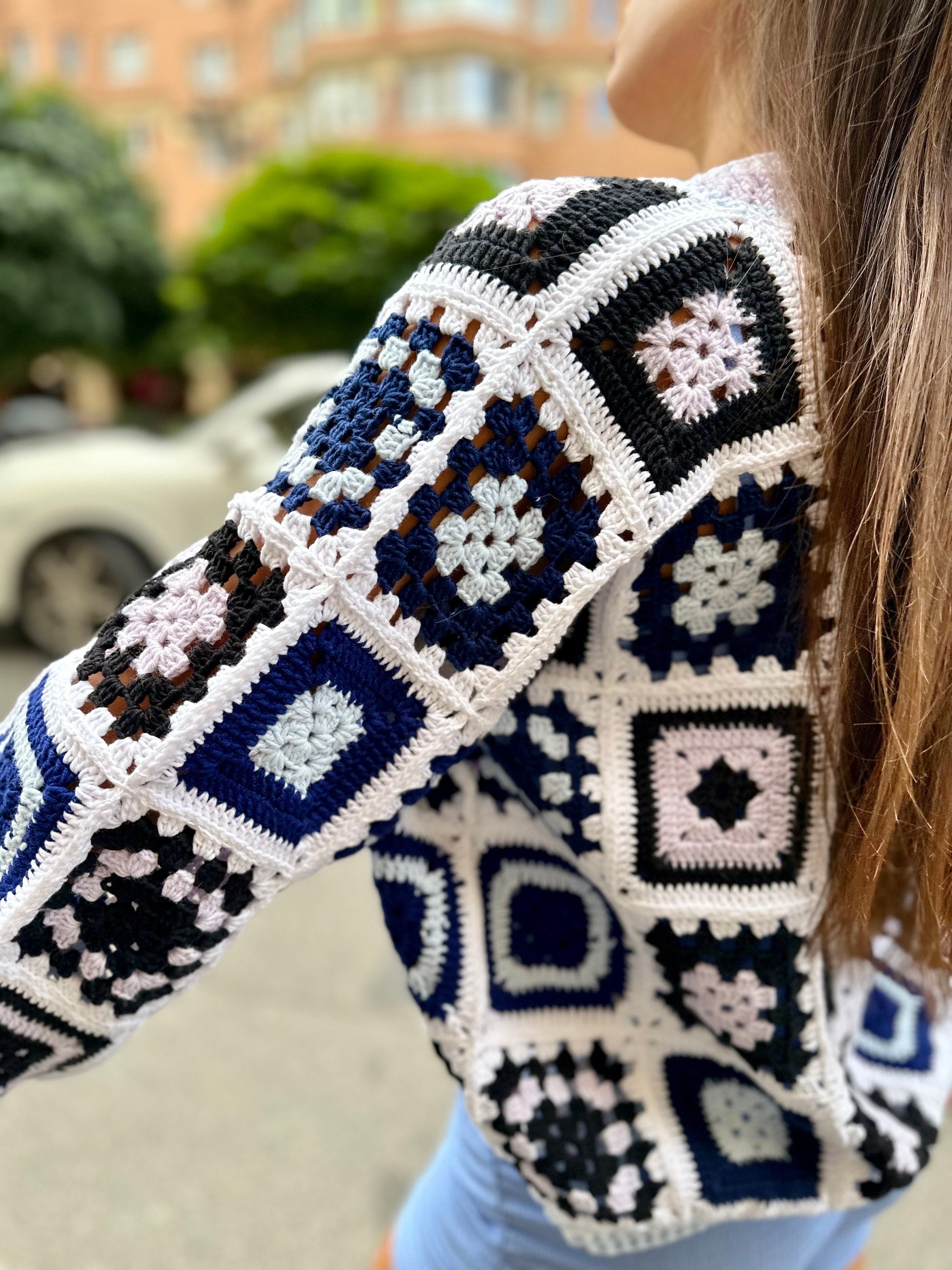 Crochet colorful cardigan Crochet granny square cardigan Patchwork sweater women Jacket Crochet coat Boho cardigan Afghan Coat Festival