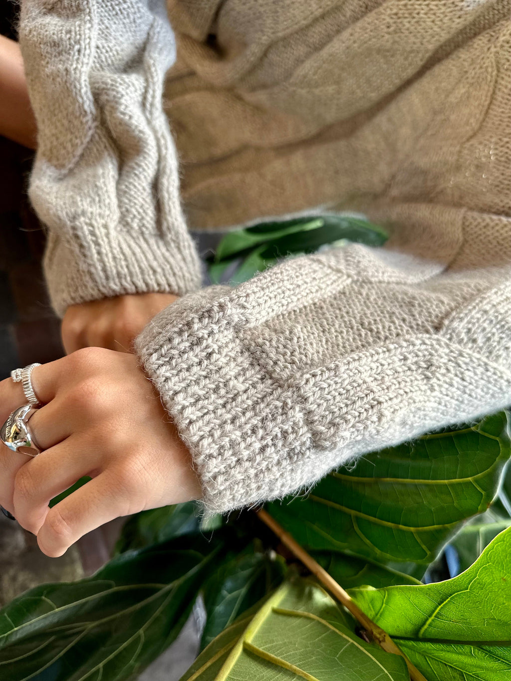 Alpaca wool cable knit oversize pastel sweater dress womens Off white wool sweater light Beige pullover V -collar Chunky knit loose sweater