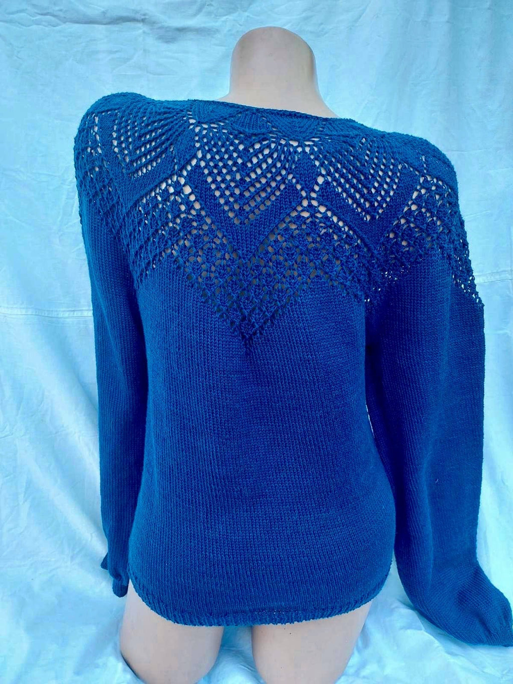 Knit cotton openwork sweater for women Slim Blue Sweater Eco Friendly Pullover Knitted Cape Bridal sweater Croche pullover