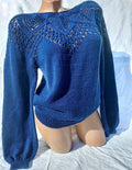 Knit cotton openwork sweater for women Slim Blue Sweater Eco Friendly Pullover Knitted Cape Bridal sweater Croche pullover